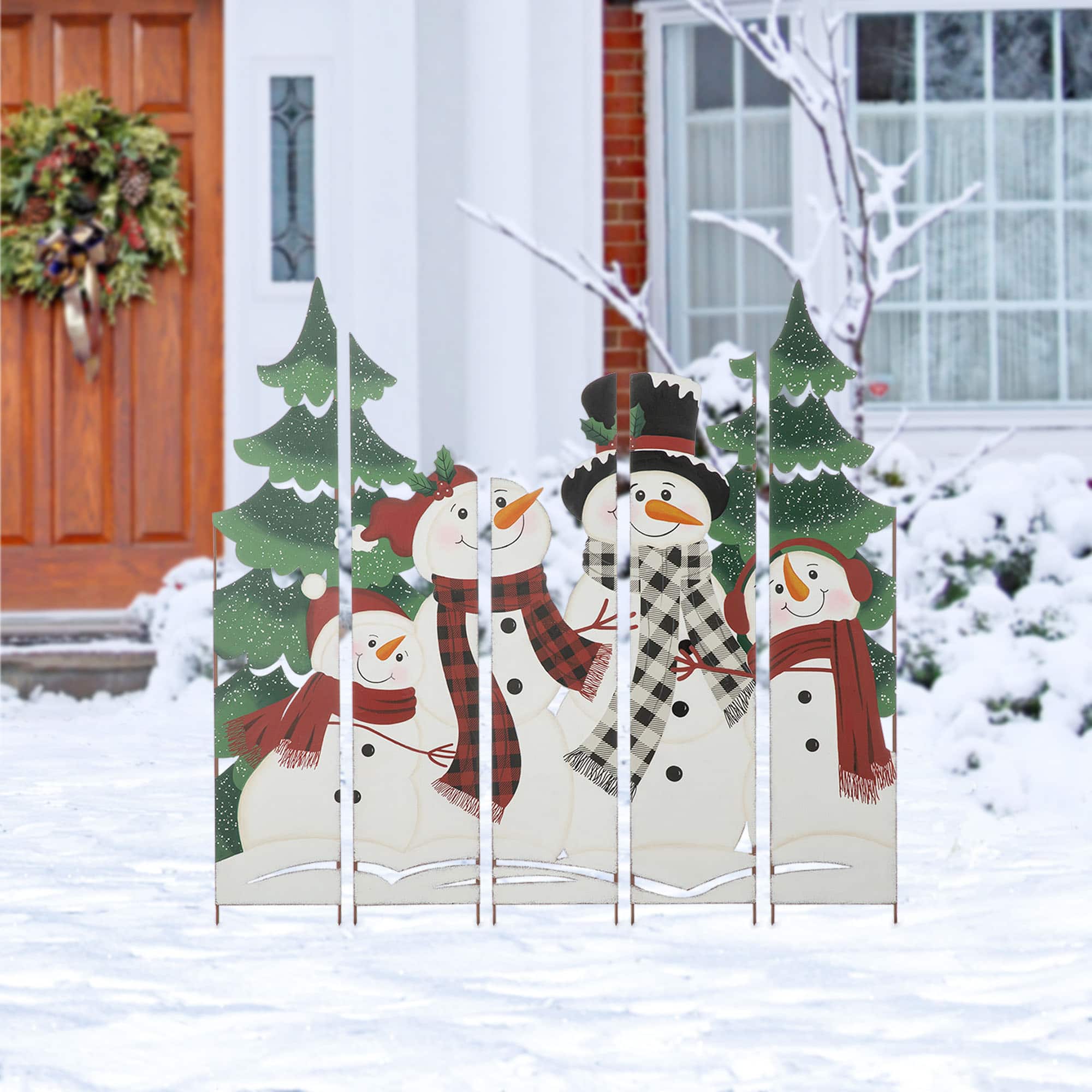Glitzhome® 41.5'' Metal Snowman Family Combo Yardstake