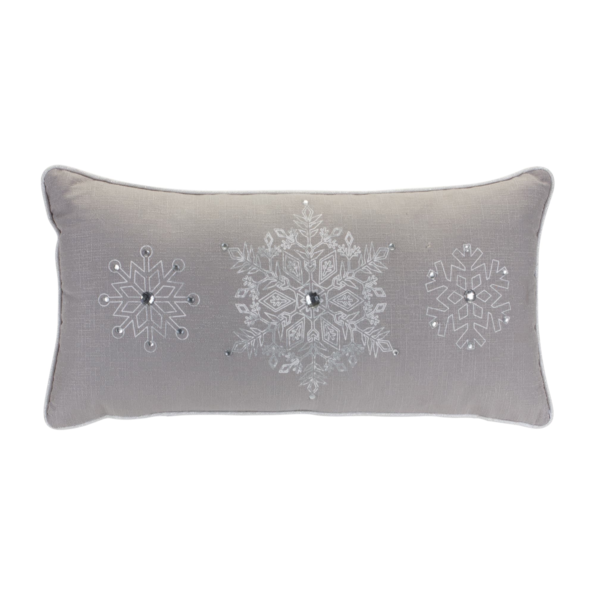 Gray Snowflake Pillow Set, 17&#x22; &#x26; 9&#x22;