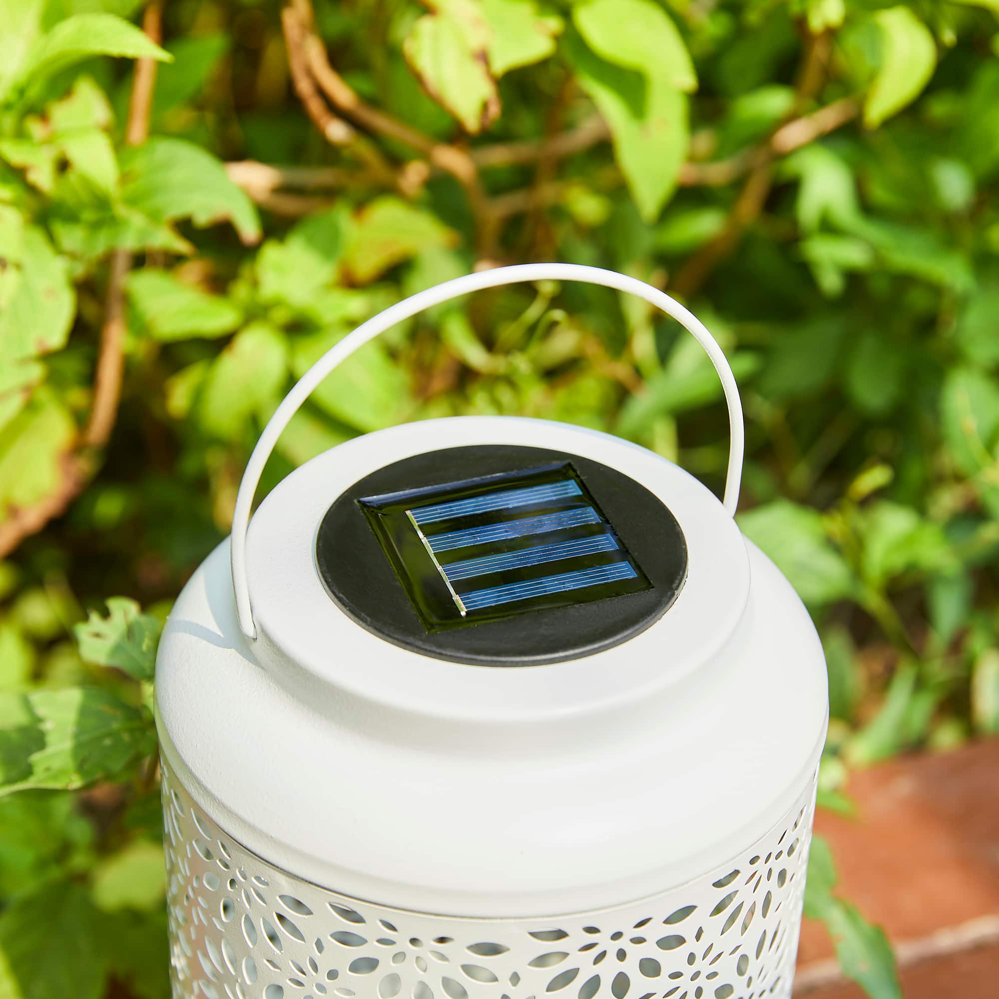 Glitzhome® 8.5" Flower Cutout Solar Powered Hanging Lantern