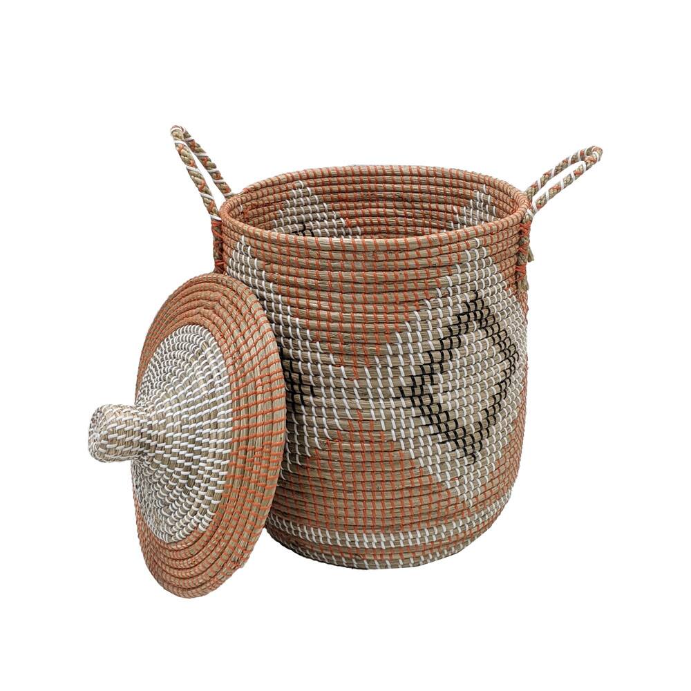 21" Orange Seagrass Basket with Lid by Ashland®