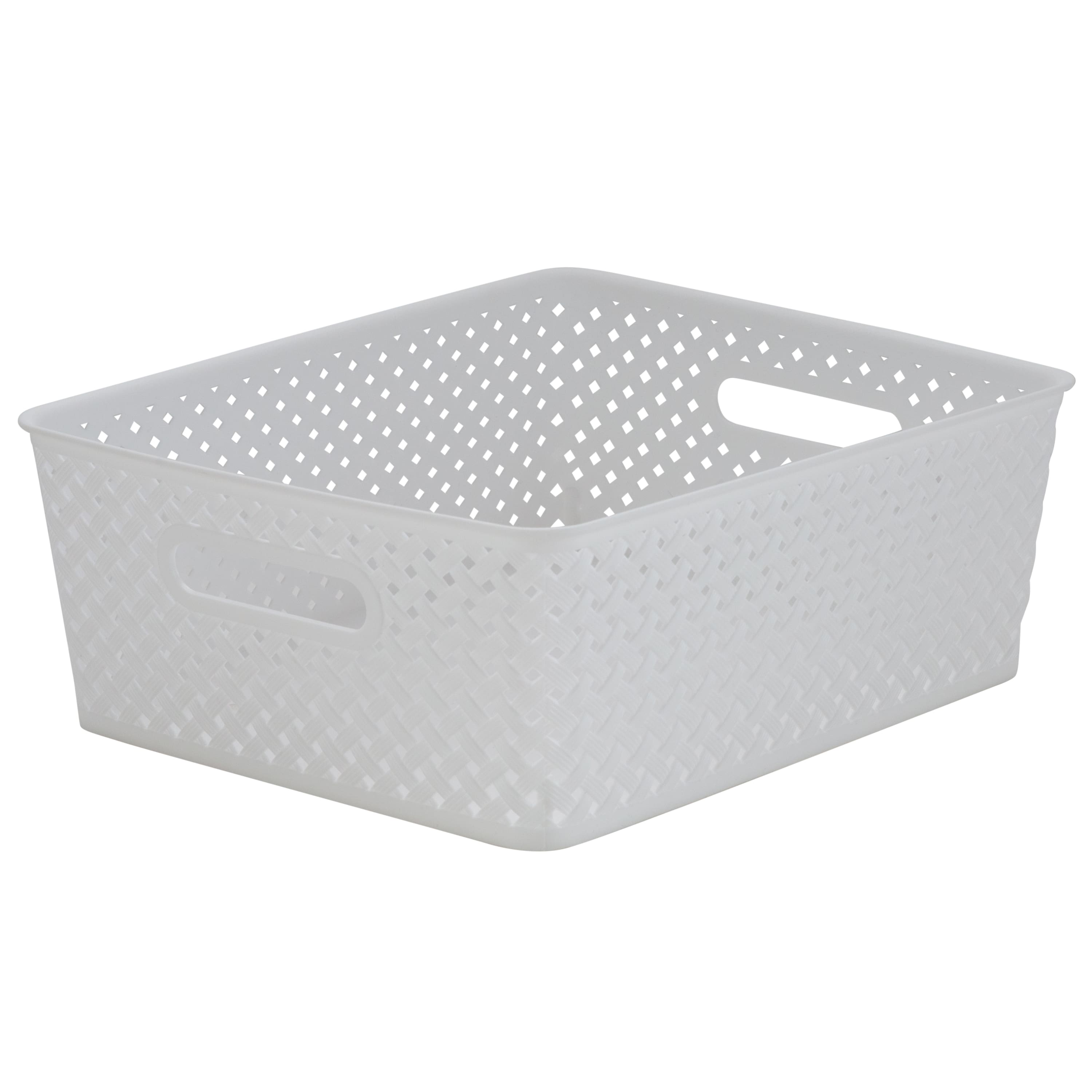 Simplify Medium Resin Wicker Storage Bin