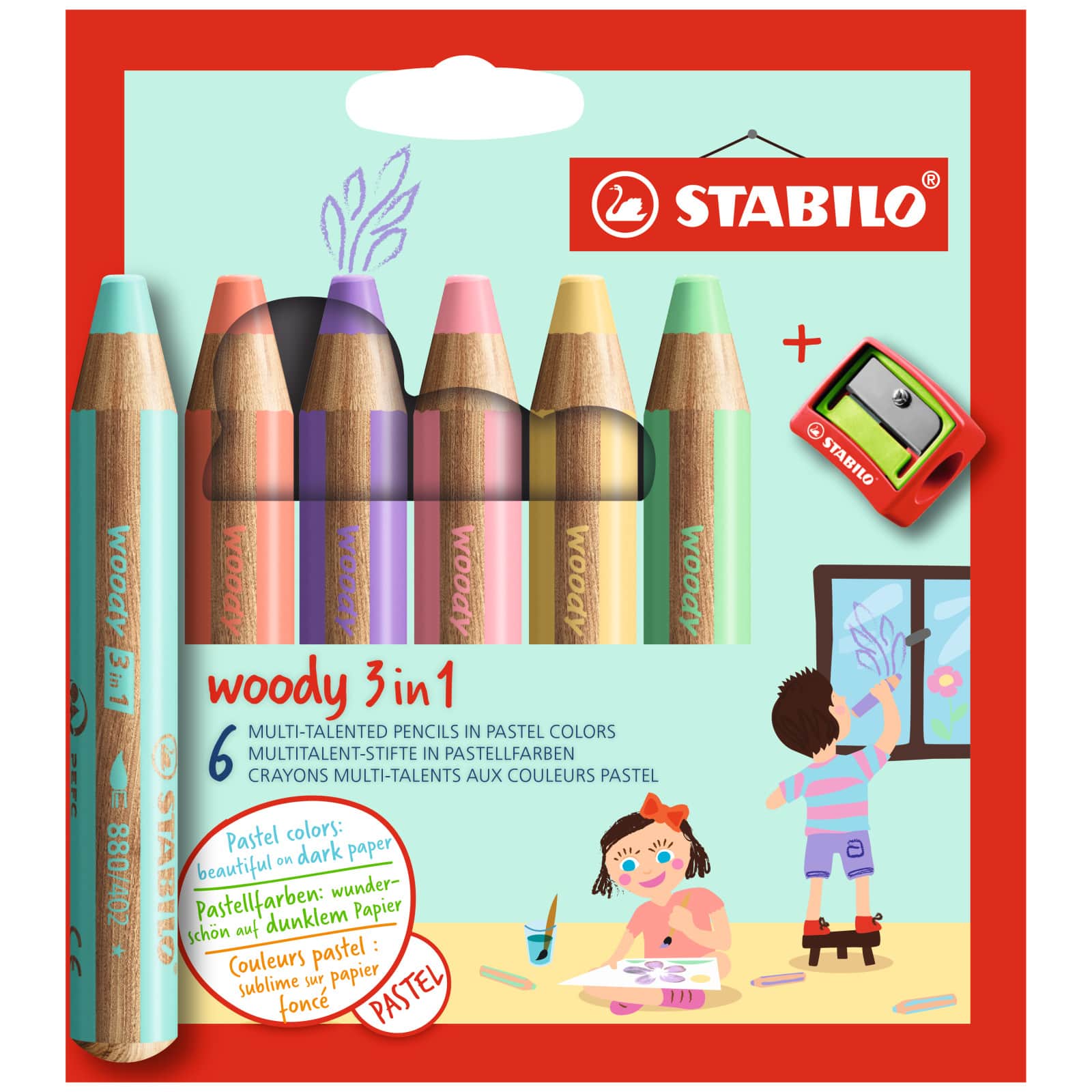 5 Pack: STABILO&#xAE; Woody 3-in-1 6 Color Pastel Pencil Set