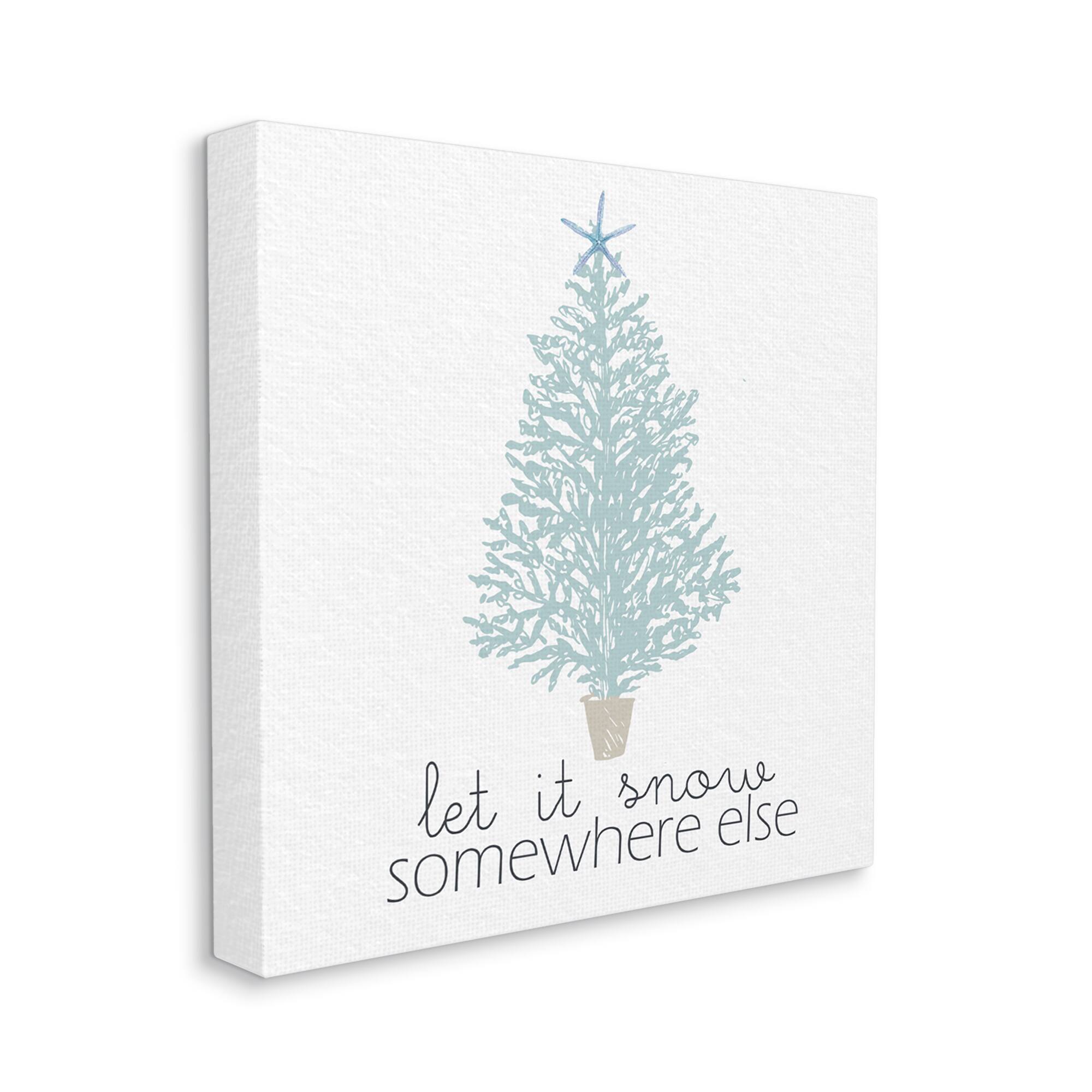 Stupell Industries Snow Somewhere Else Holiday Tree Canvas Wall Art