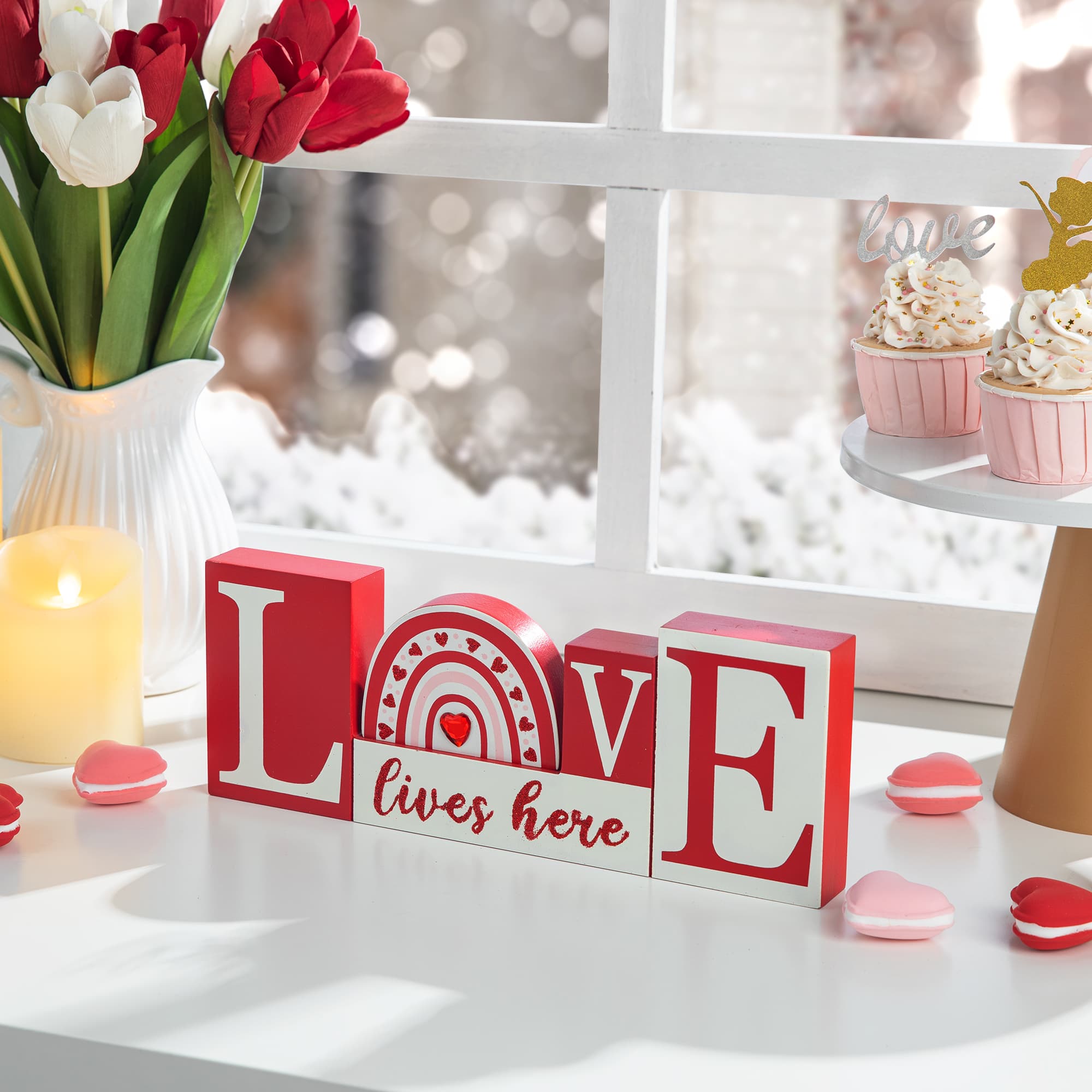 Glitzhome® 11.75" Valentine's Wooden LOVE Table Décor