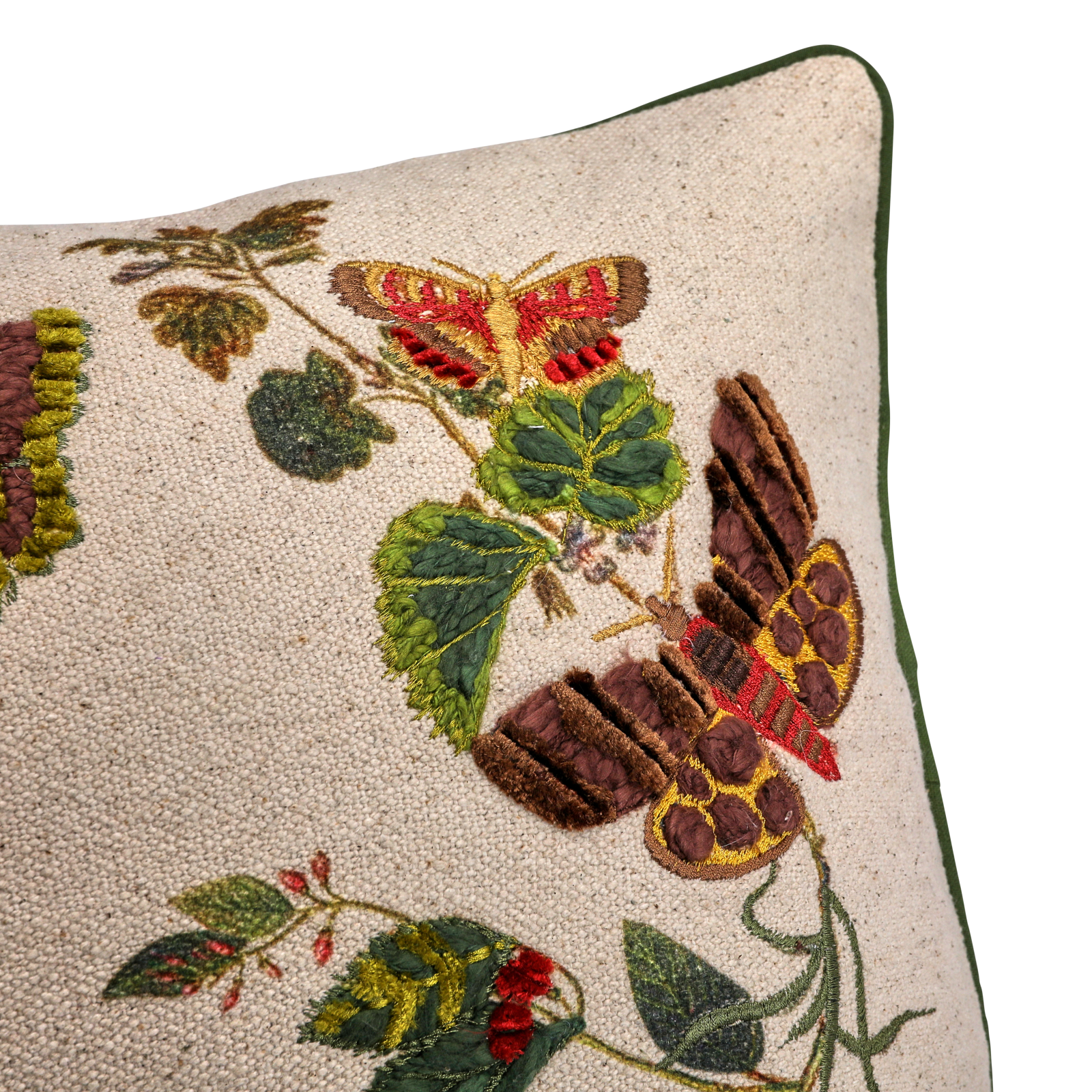 Hello Honey&#xAE; Multicolor Embroidered Butterflies &#x26; Flowers Lumbar Pillow