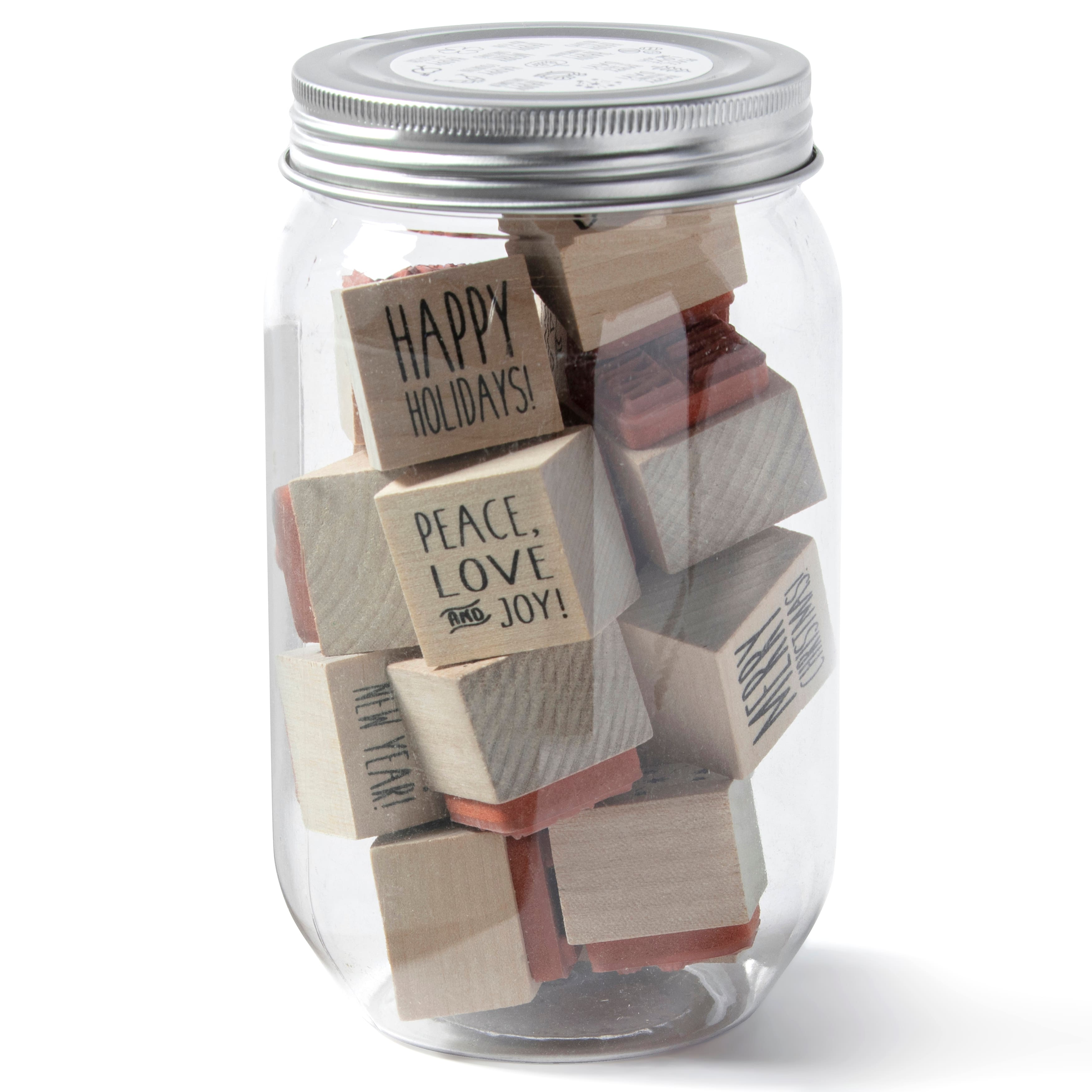 6 Pack: All Holiday Jar of Wood Stamps by Recollections&#x2122;