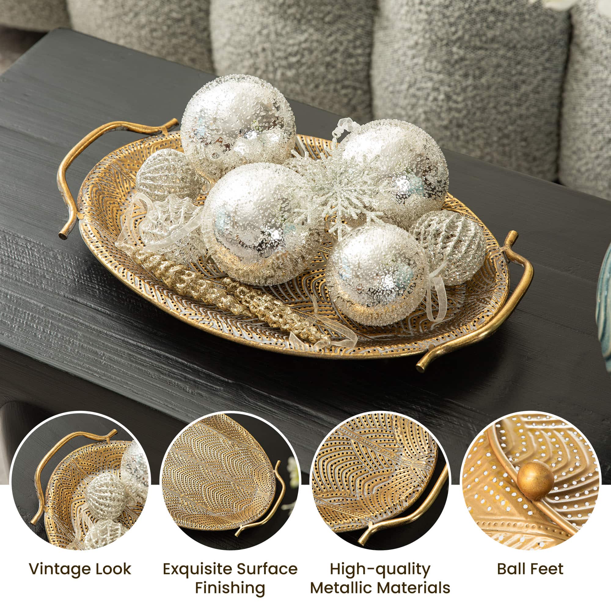 Glitzhome&#xAE; Gold Oval Metal Decorative Trays Set