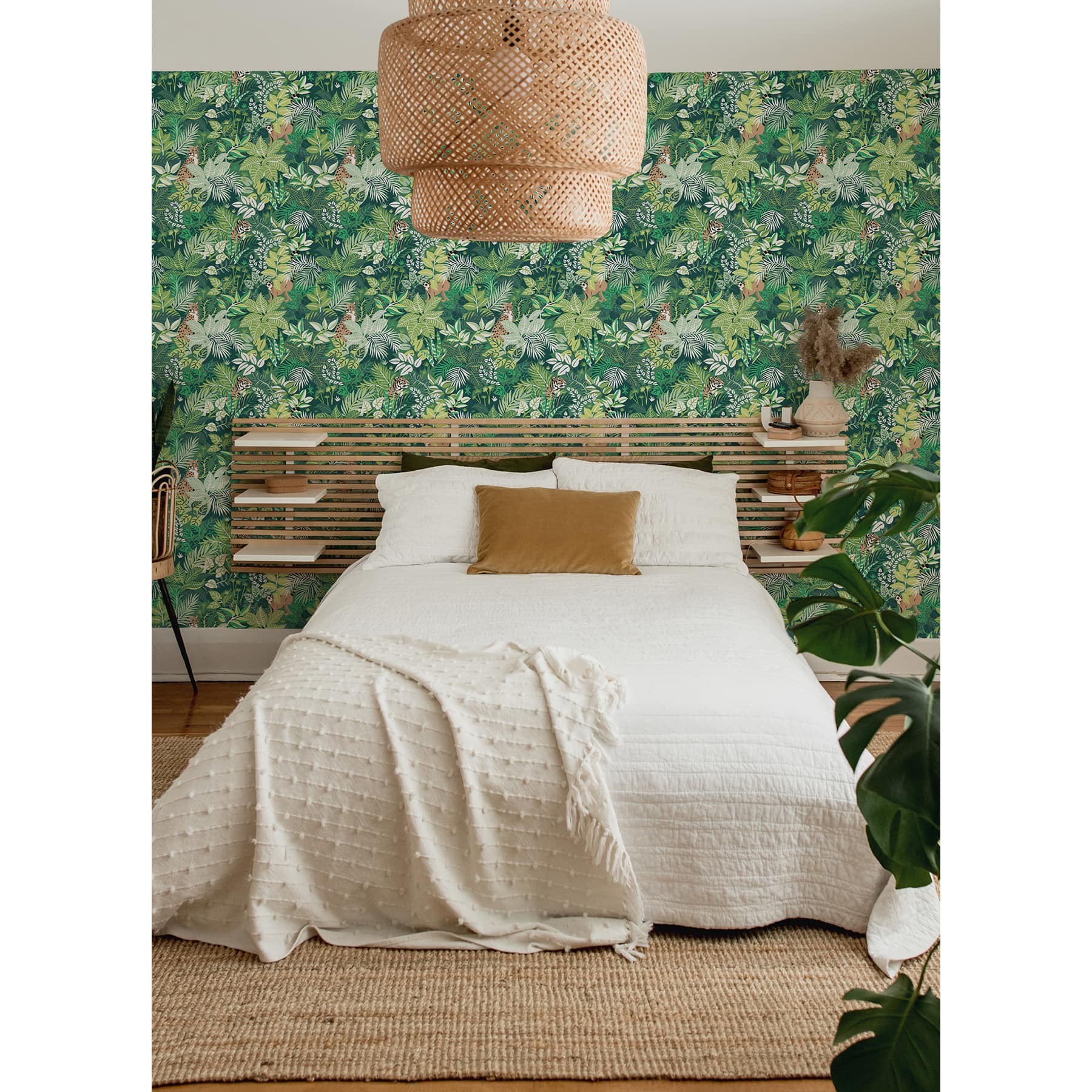 NuWallpaper PrintFresh Sage Tropical Oasis Peel &#x26; Stick Wallpaper