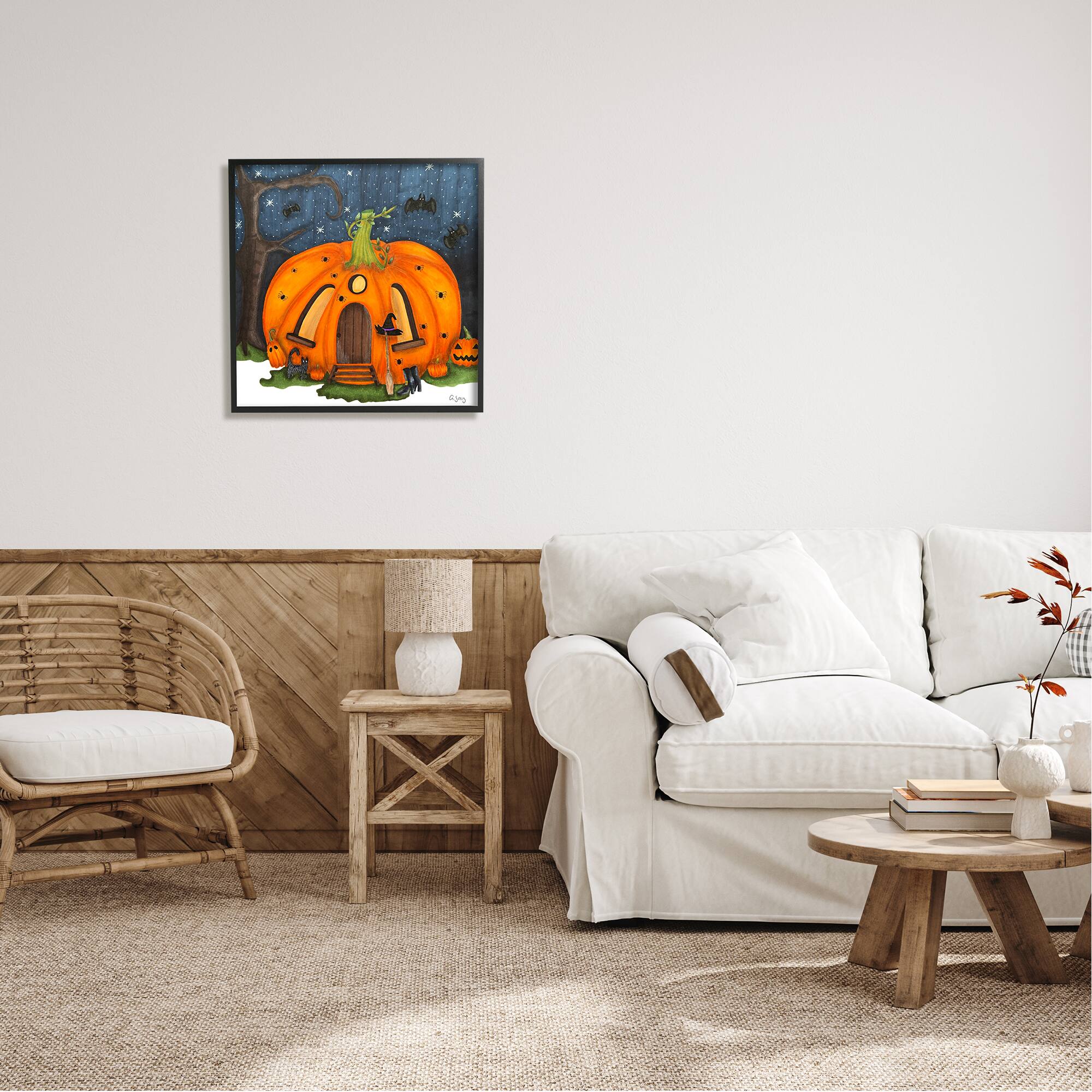 Stupell Industries Pumpkin House In Woods Framed Giclee Art