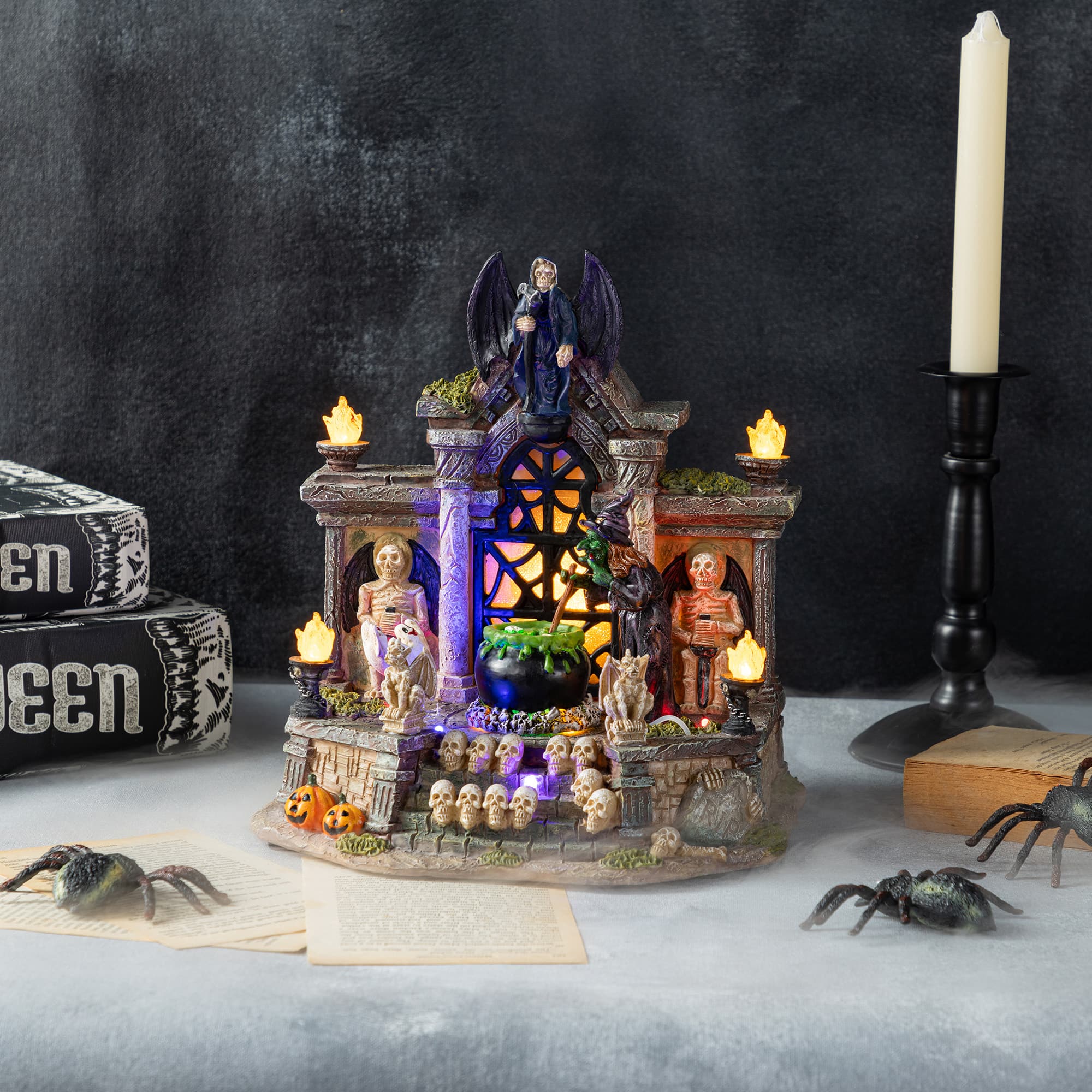 Glitzhome® 9.75"H Lighted Resin Halloween Haunted House Village
