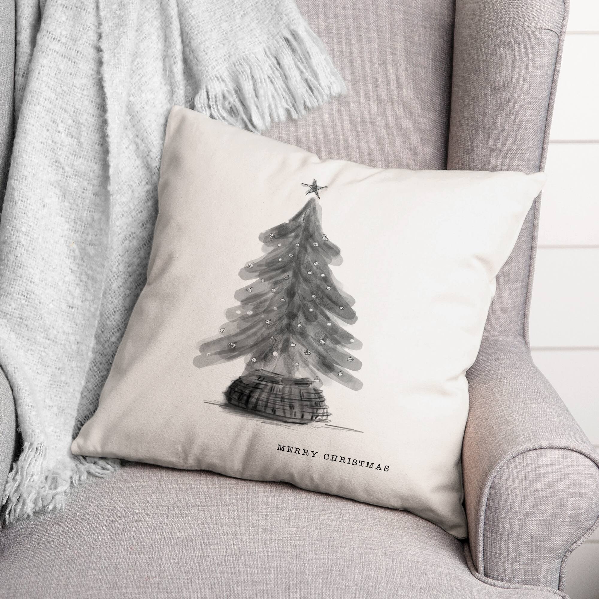 Neutral Christmas Tree 18&#x22; x 18&#x22; Indoor/Outdoor Pillow