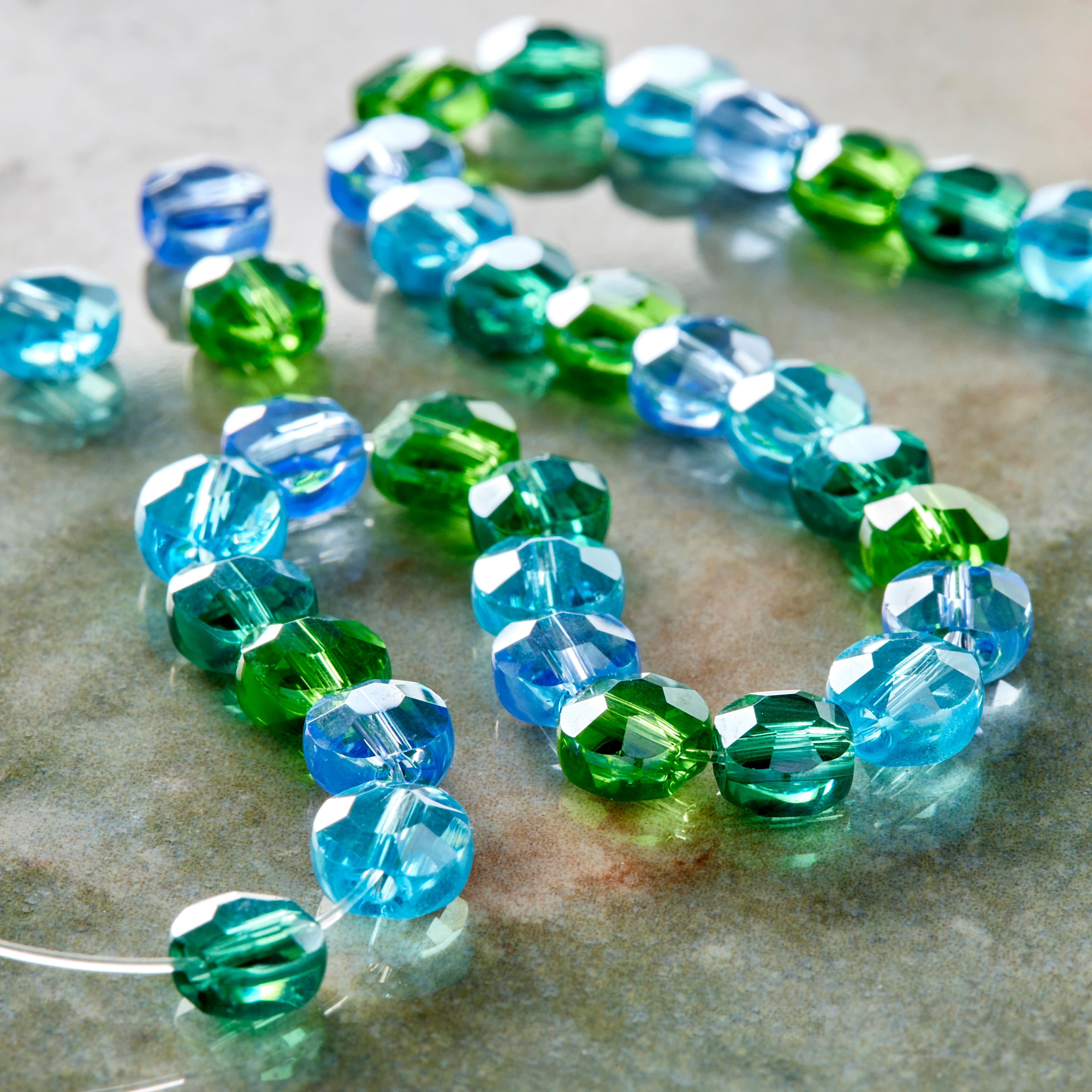 Aqua Mix Lentil Glass Beads, 6mm by Bead Landing™