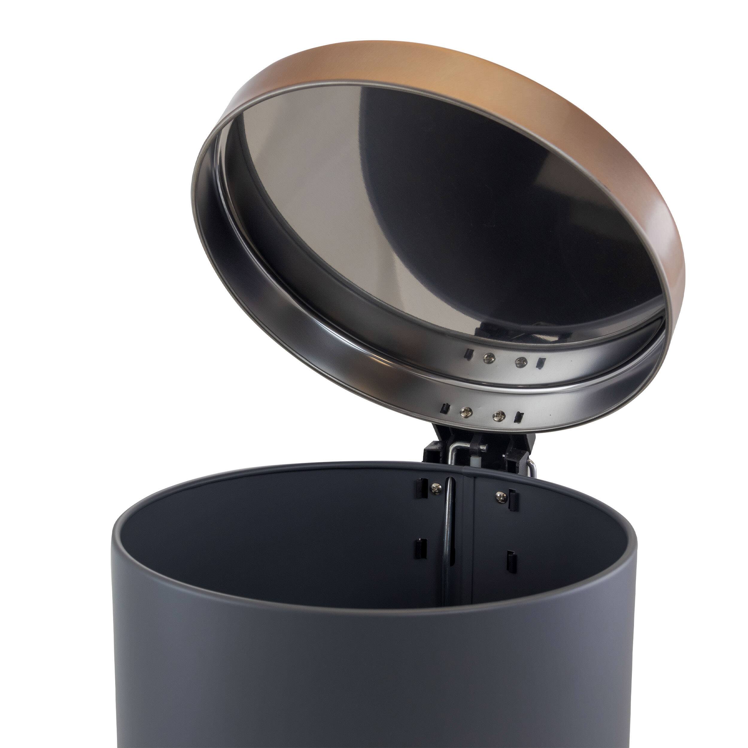 Elama 12 Liter Stylish Grey and Copper Soft Pedal Trash Bin