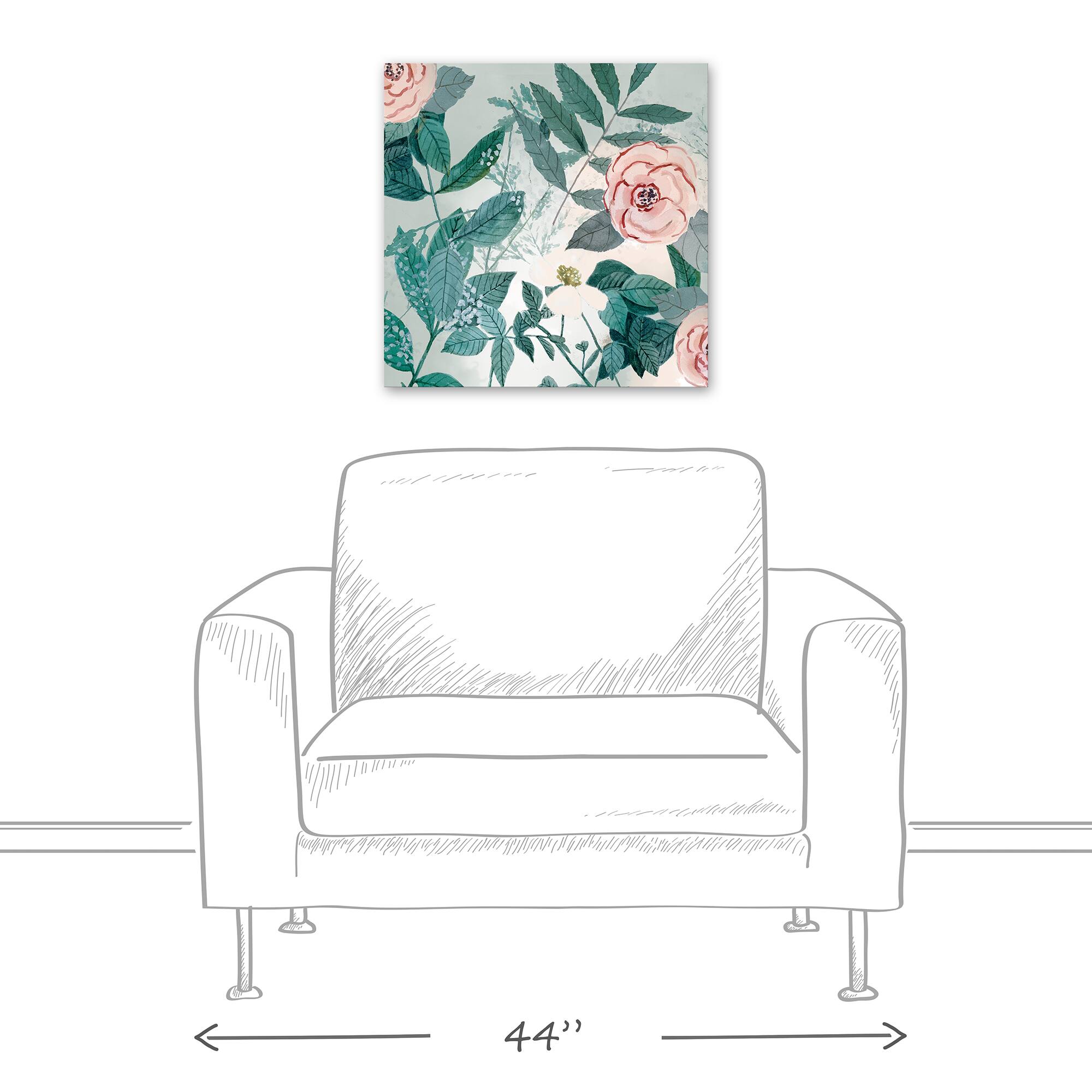 Green &#x26; Pink Botanical Canvas Wall Art