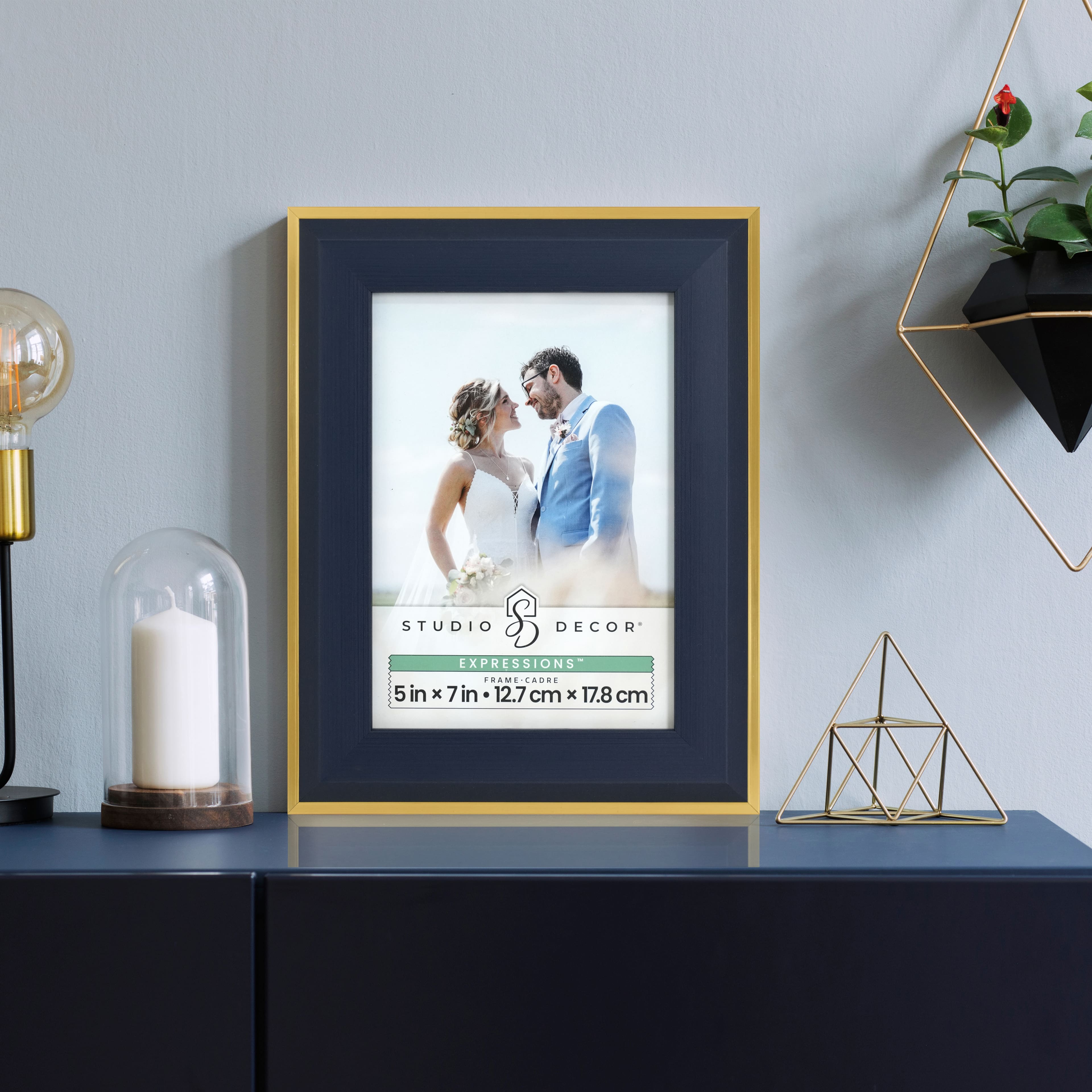 Expressions&#x2122; Navy Blue Frame with Gold Trim by Studio D&#xE9;cor&#xAE;