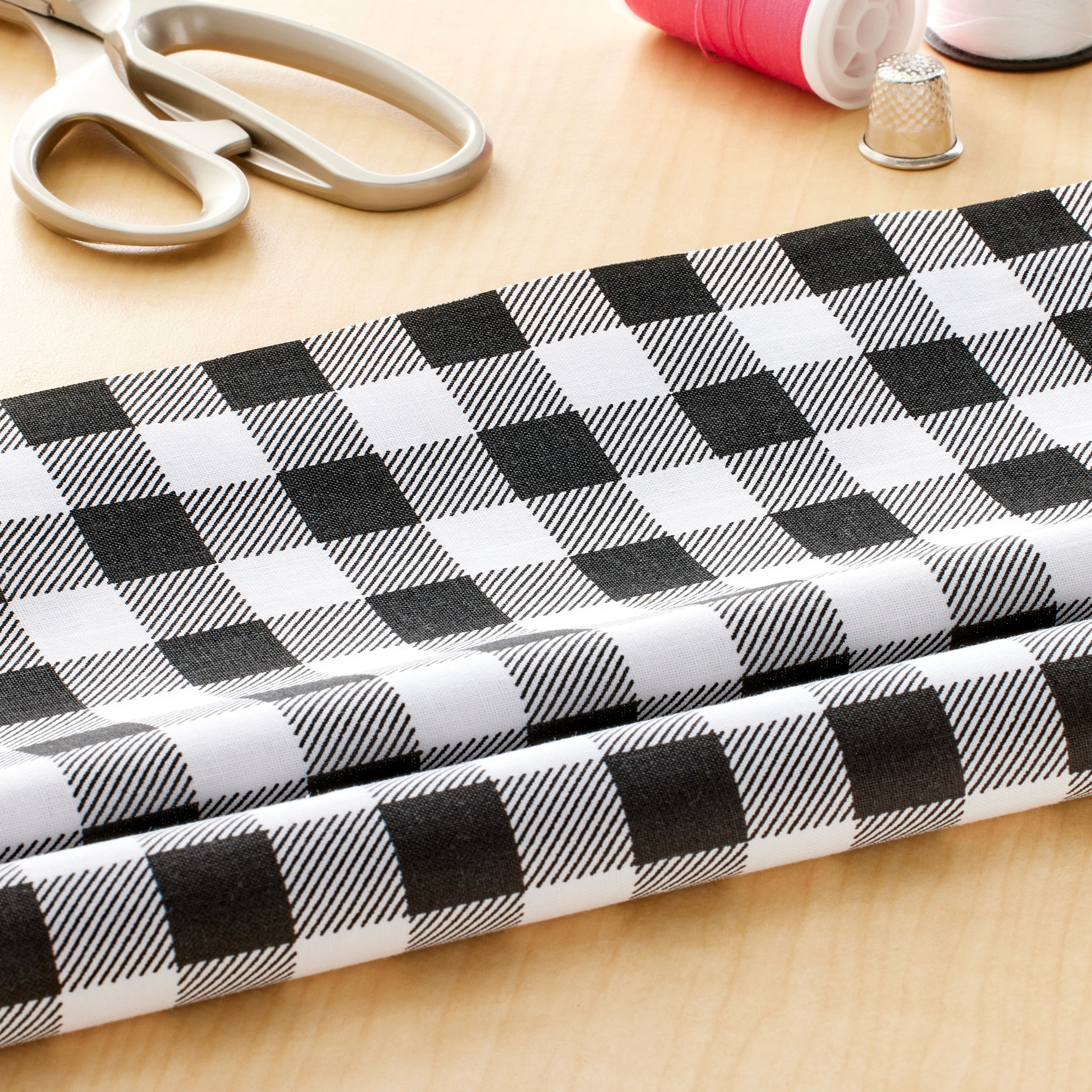 Black Check Cotton Fabric by Loops & Threads™
