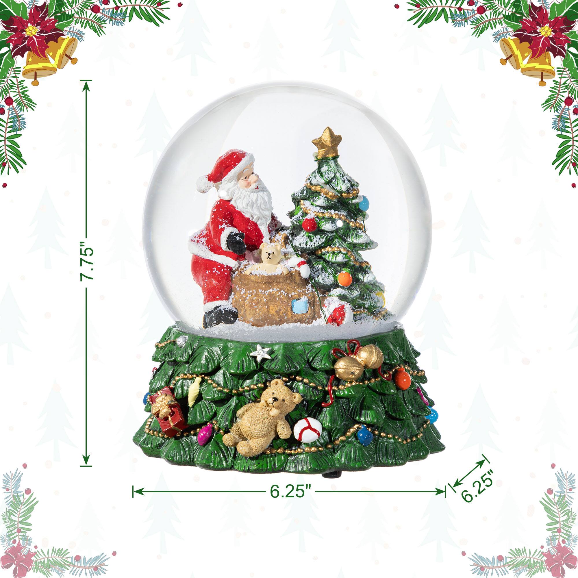 Glitzhome&#xAE; 150mm Christmas Resin Lighted Musical Snowflakes Santa Waterglobe