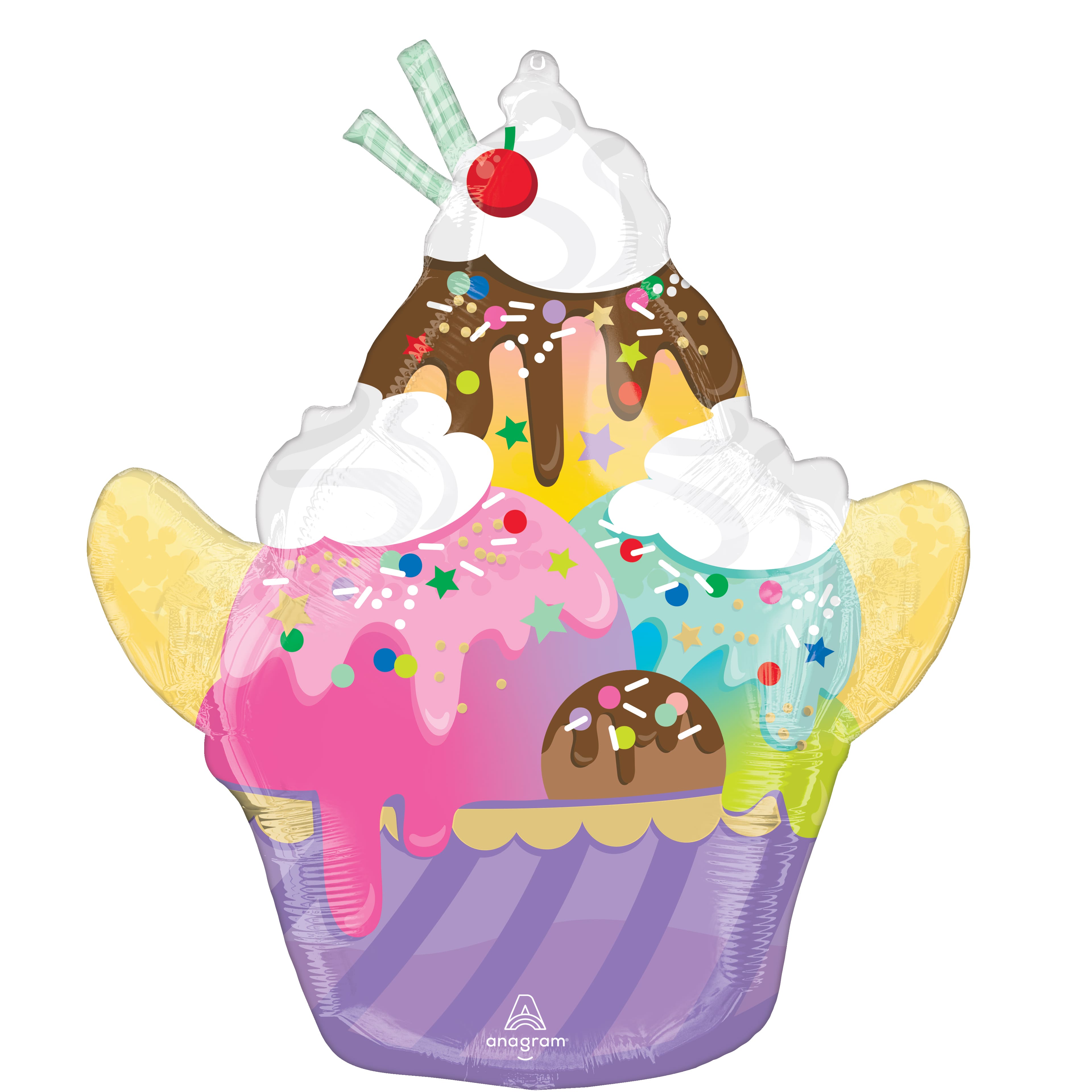 26&#x22; Multicolor Ice Cream Sundae Foil Balloon
