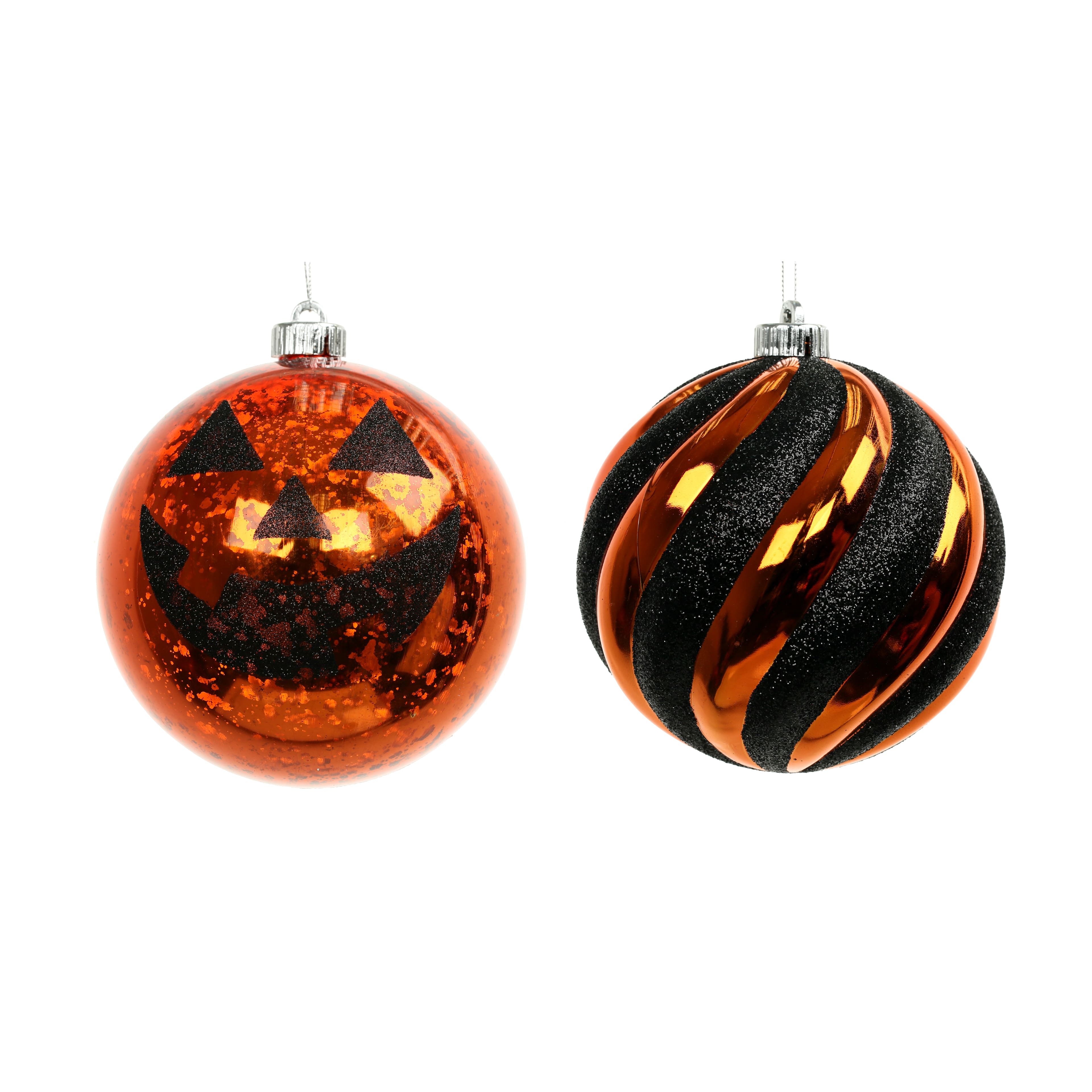 6&#x22; Black &#x26; Orange Plastic Ball Ornament Set by Ashland&#xAE;