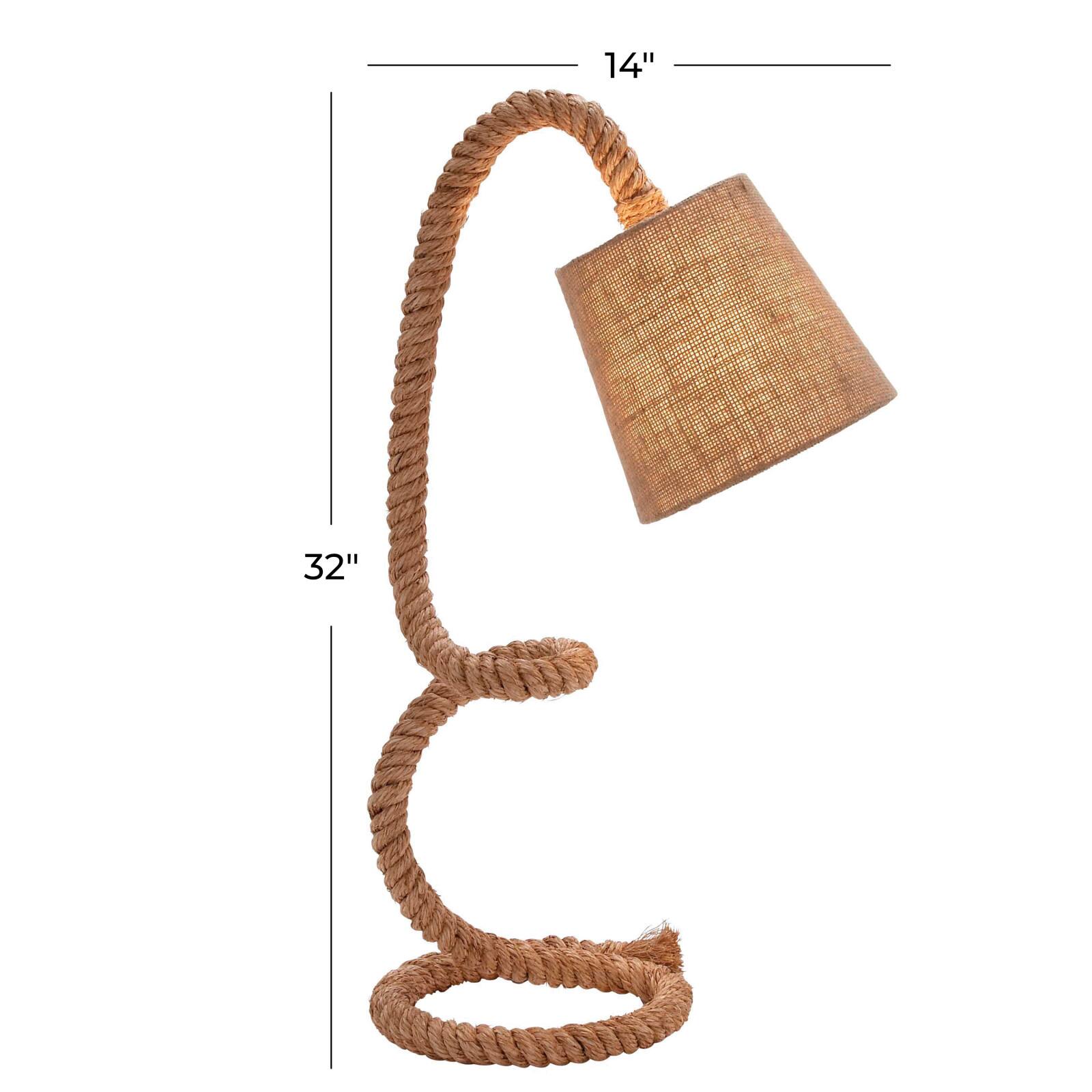Brown Rope and Iron Rustic Desk Lamp, 32" x 11" x 14"