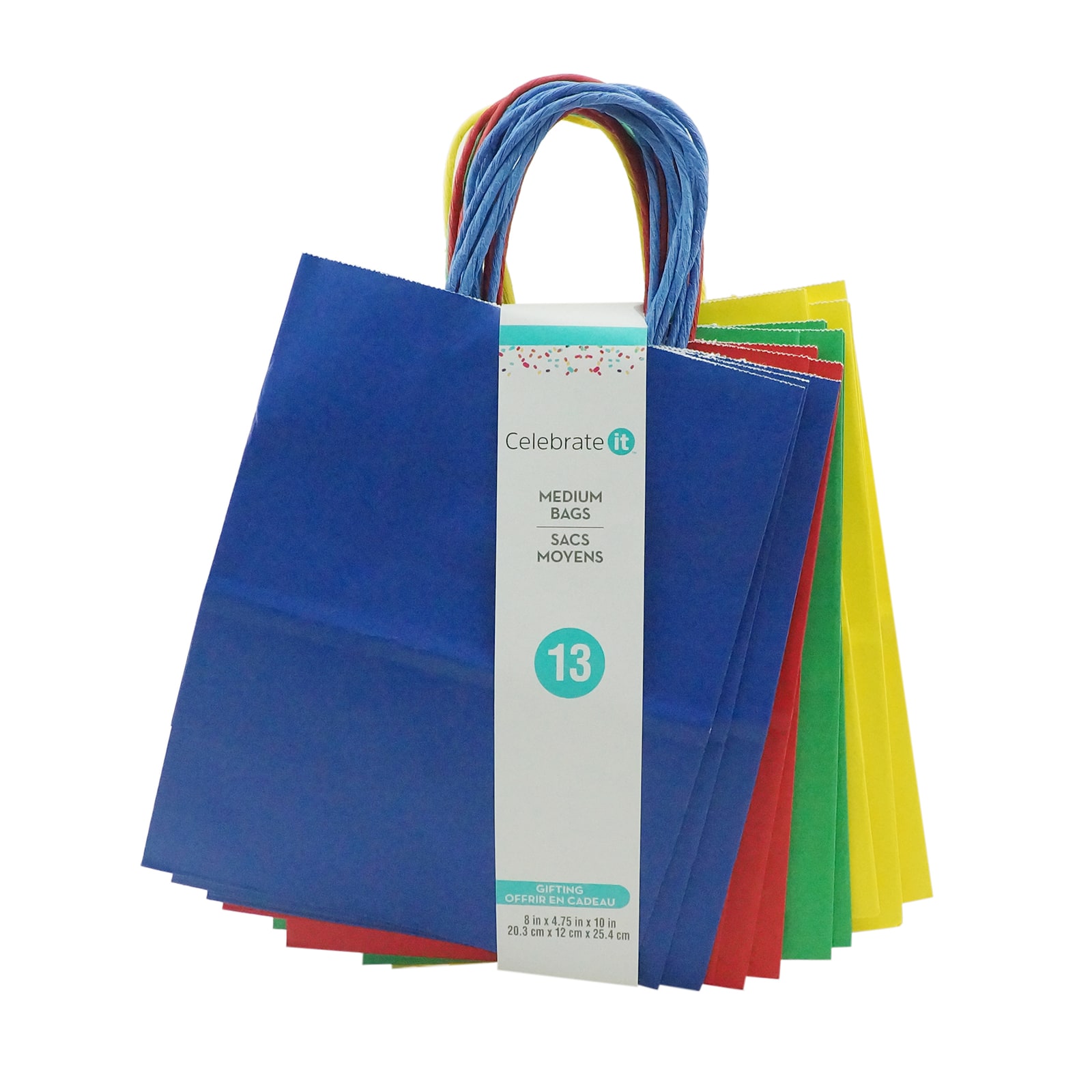 10 Packs: 13 ct. (130 total) Medium Primary Color Gifting Bags by Celebrate It&#x2122; 