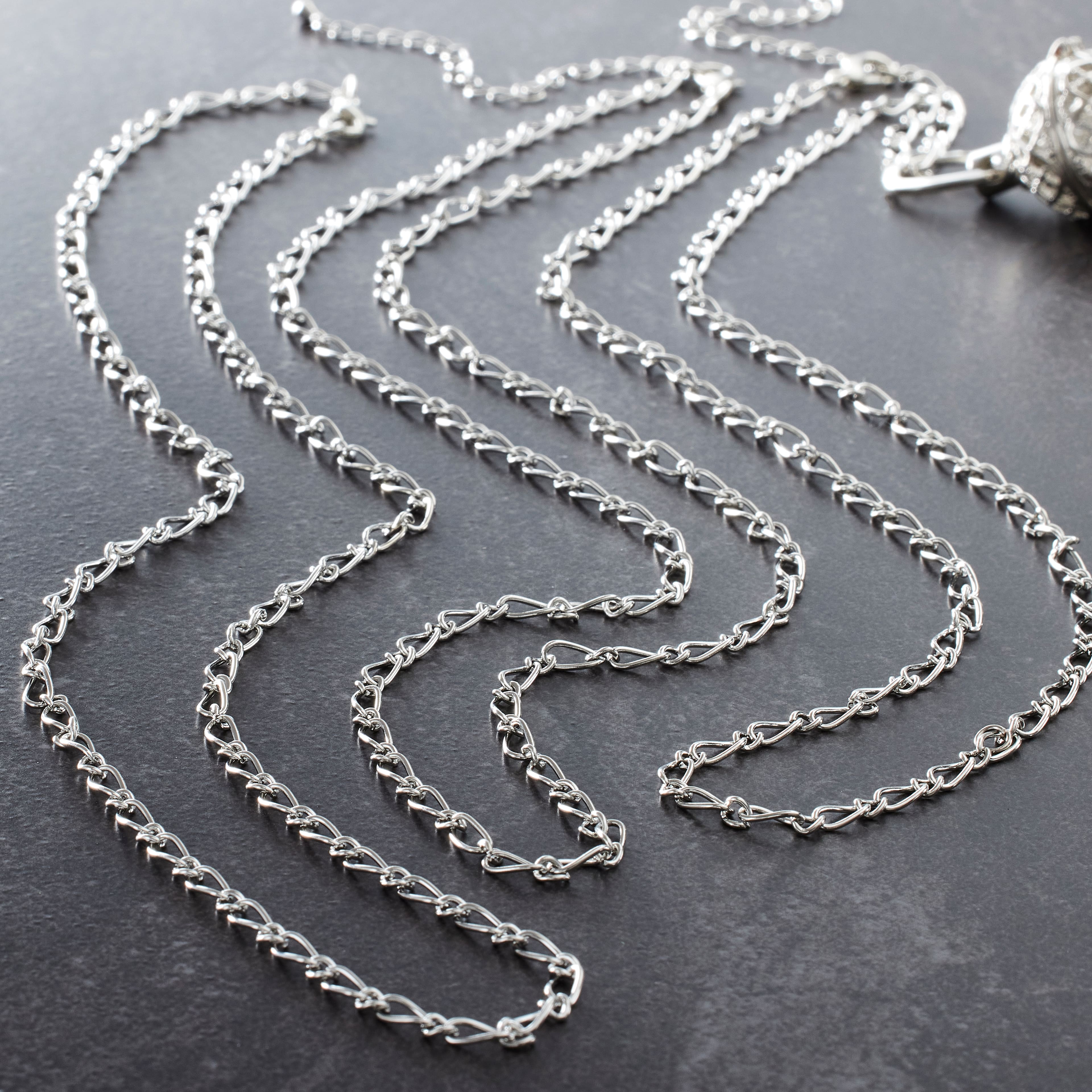 Rhodium Figaro Chain Necklaces By Bead Landing&#x2122;