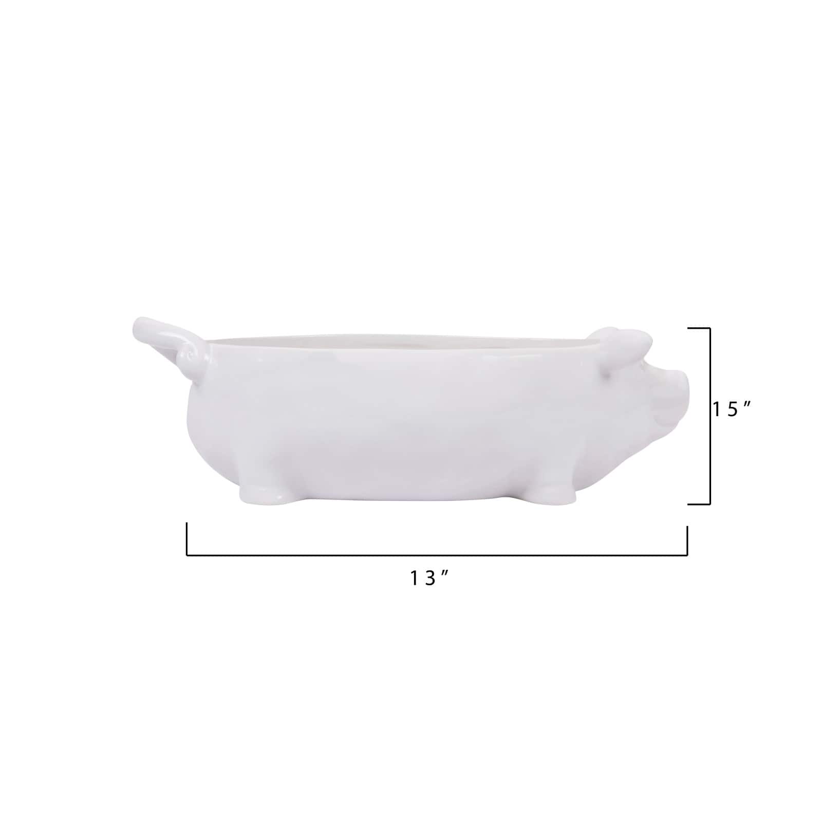 Hello Honey&#xAE; 12.5&#x22; White Ceramic Pig Shaped Bowl