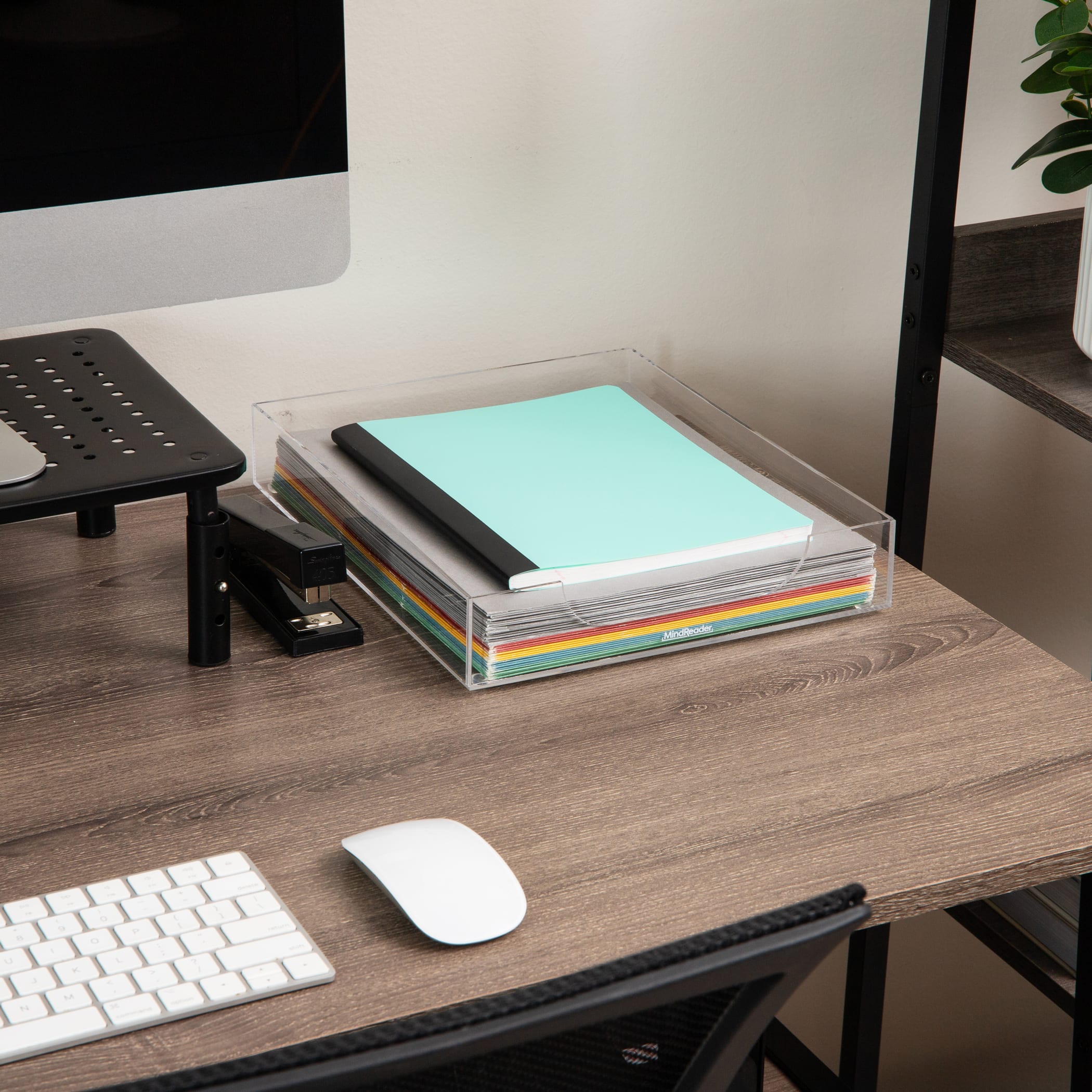 Mind Reader Paper Tray, Desktop Organizer, File Storage, Modern, Office, Acrylic, Clear