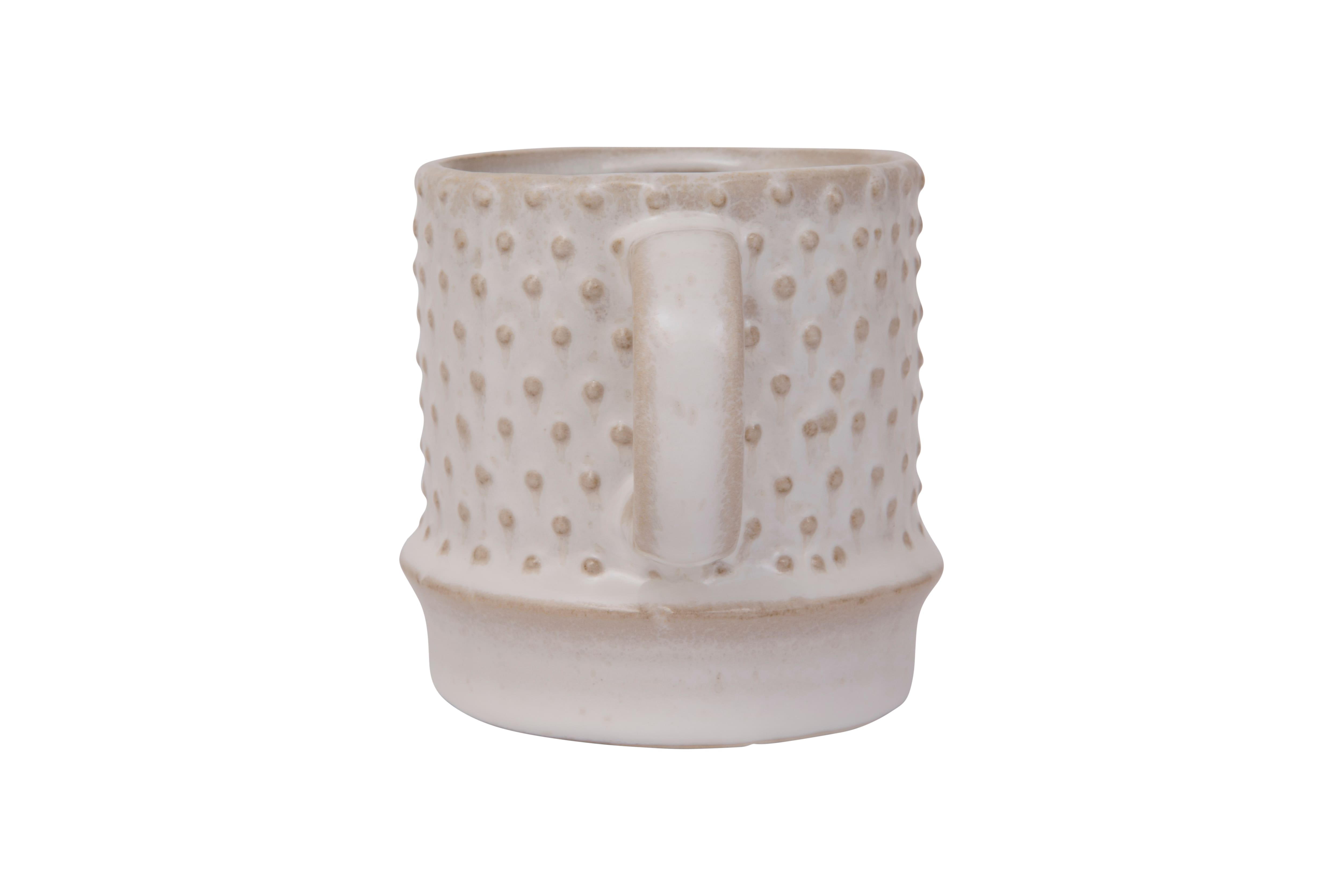 White Hobnail Pattern Stoneware Mug Set