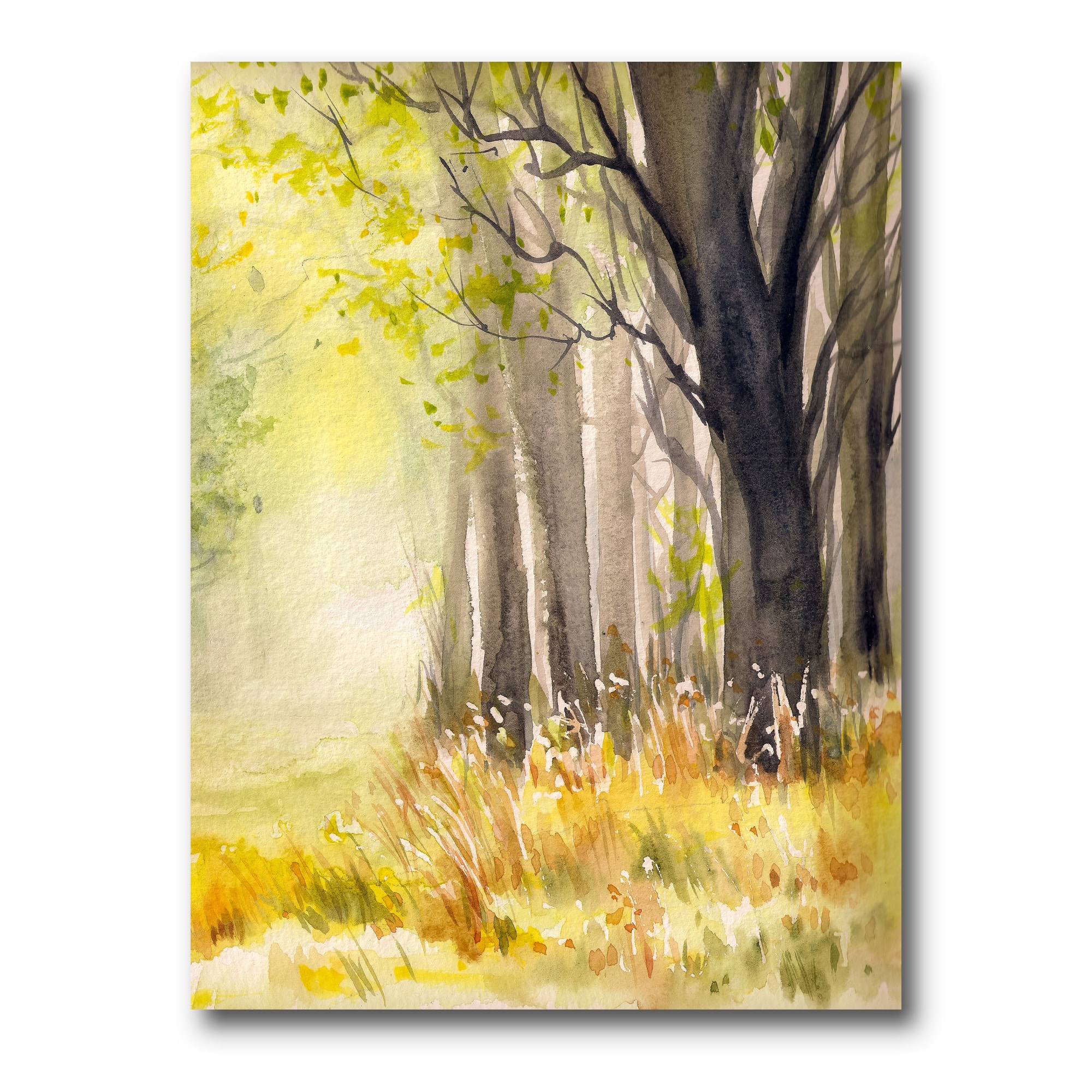 Designart - Bright Sunshine Through The Forest Trees II