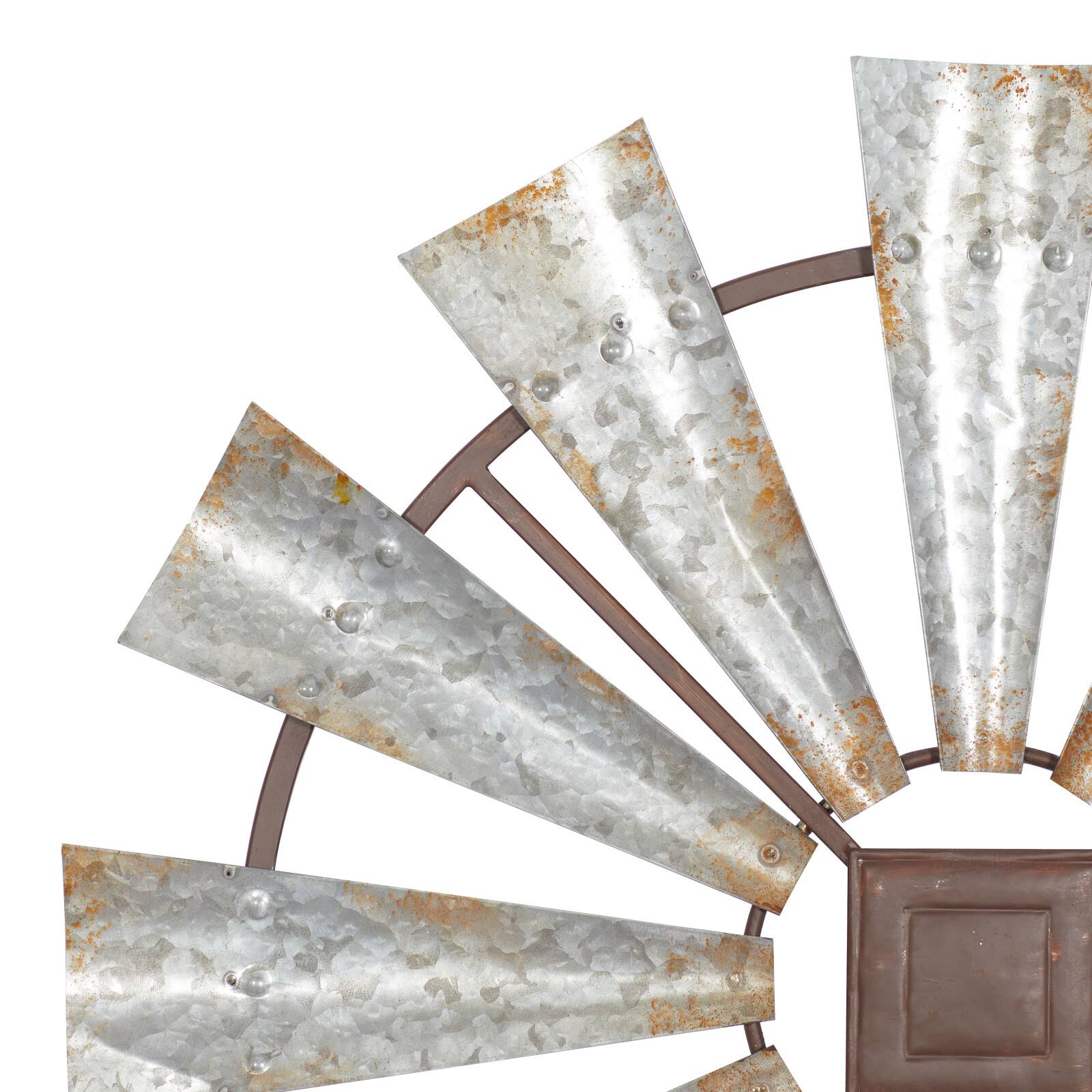 Silver Farmhouse Decorative Windmill Wall Accent