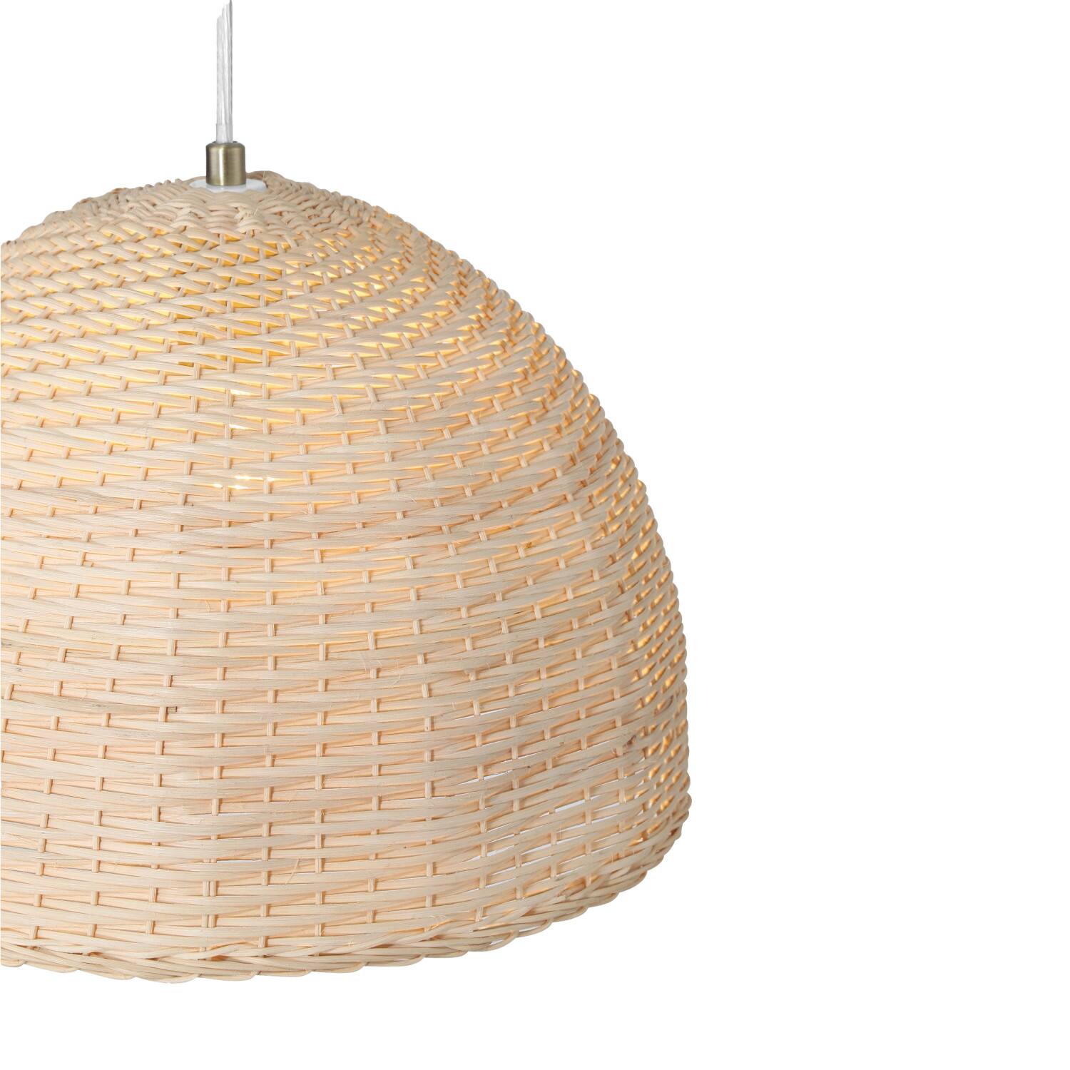 Calypso Natural Metal &#x26; Handwoven Wicker Dome Ceiling Light