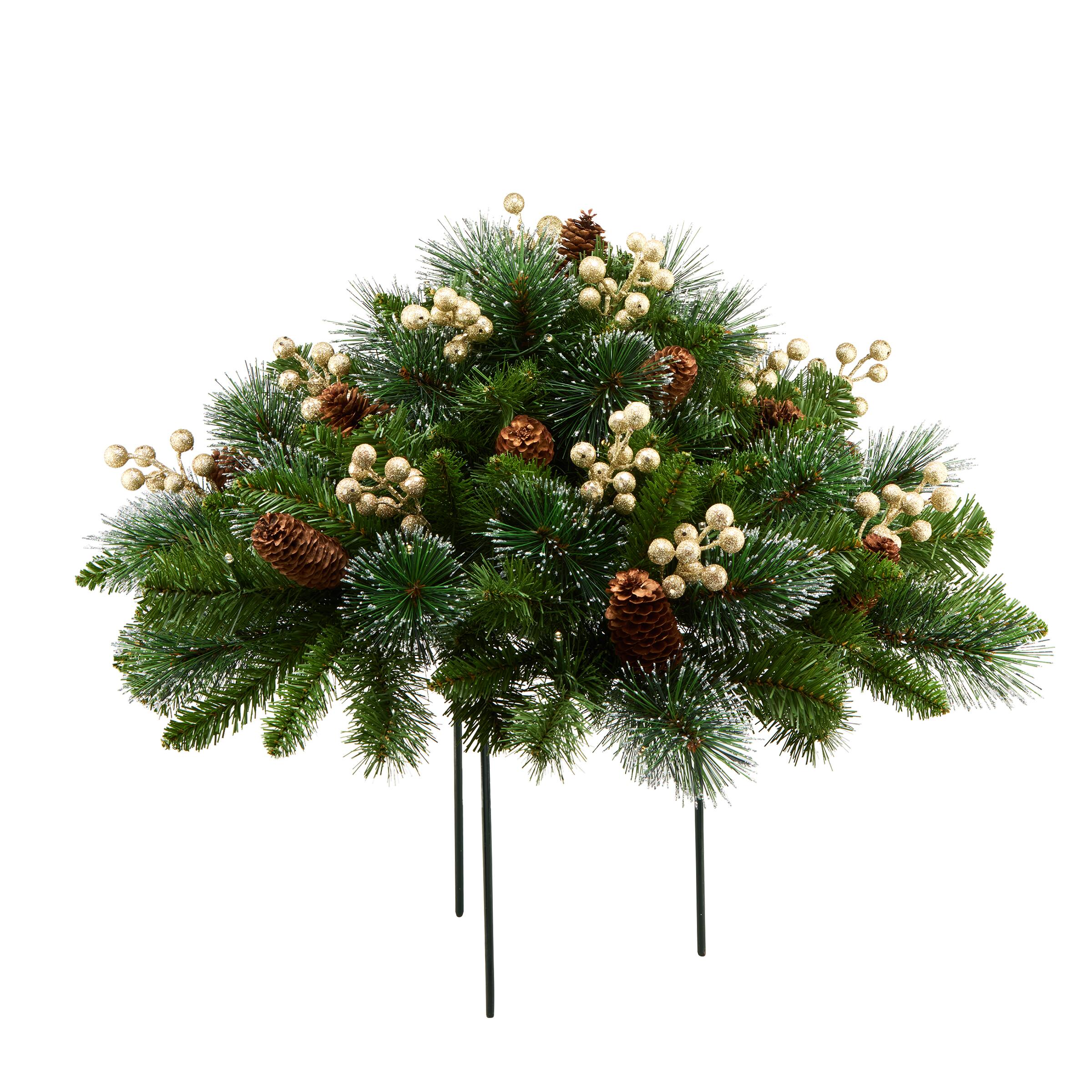 18" Crestwood® Gold Berries & Spruce LED Urn Filler