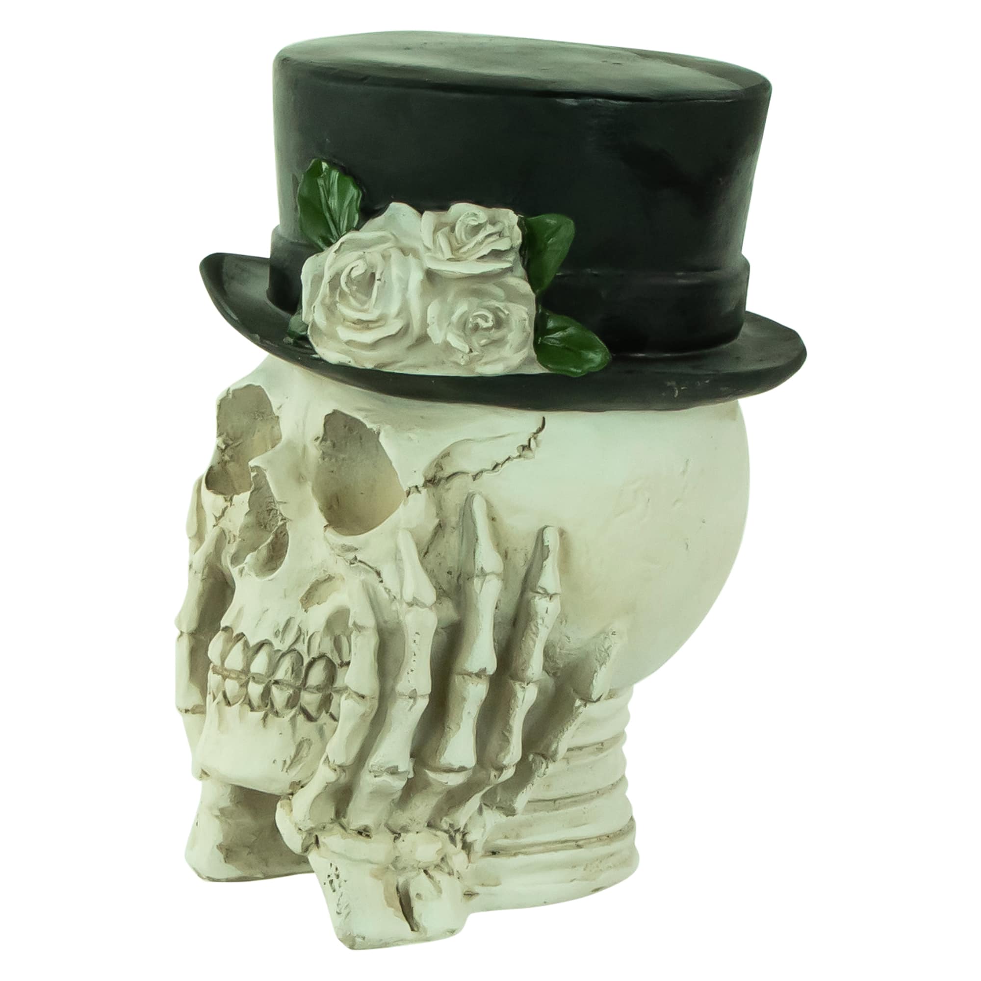 9&#x22; Skull with Top Hat &#x26; Roses