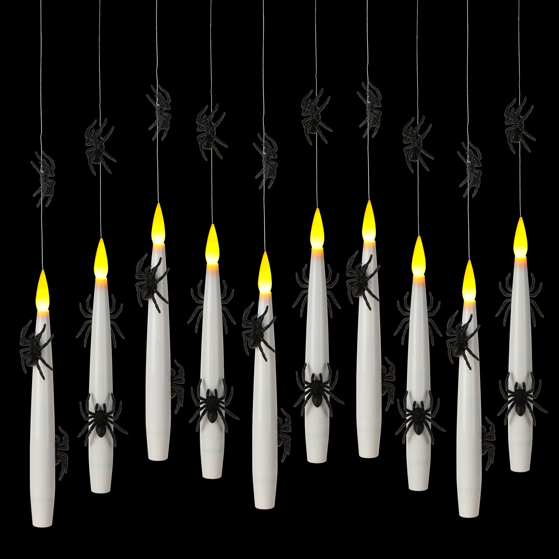10ct. Warm White Flickering LED Hanging Spider Candles with Remote by Ashland&#xAE;