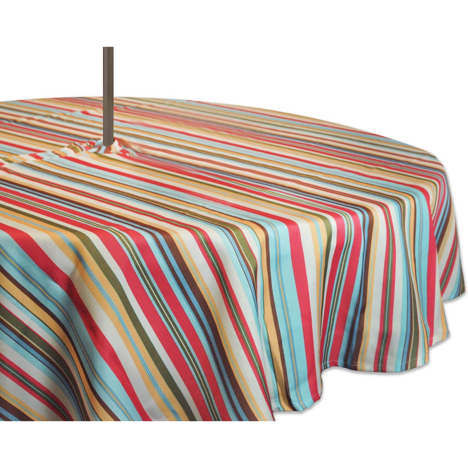 DII&#xAE; 52&#x22; Round Summer Stripe Outdoor Tablecloth with Zipper
