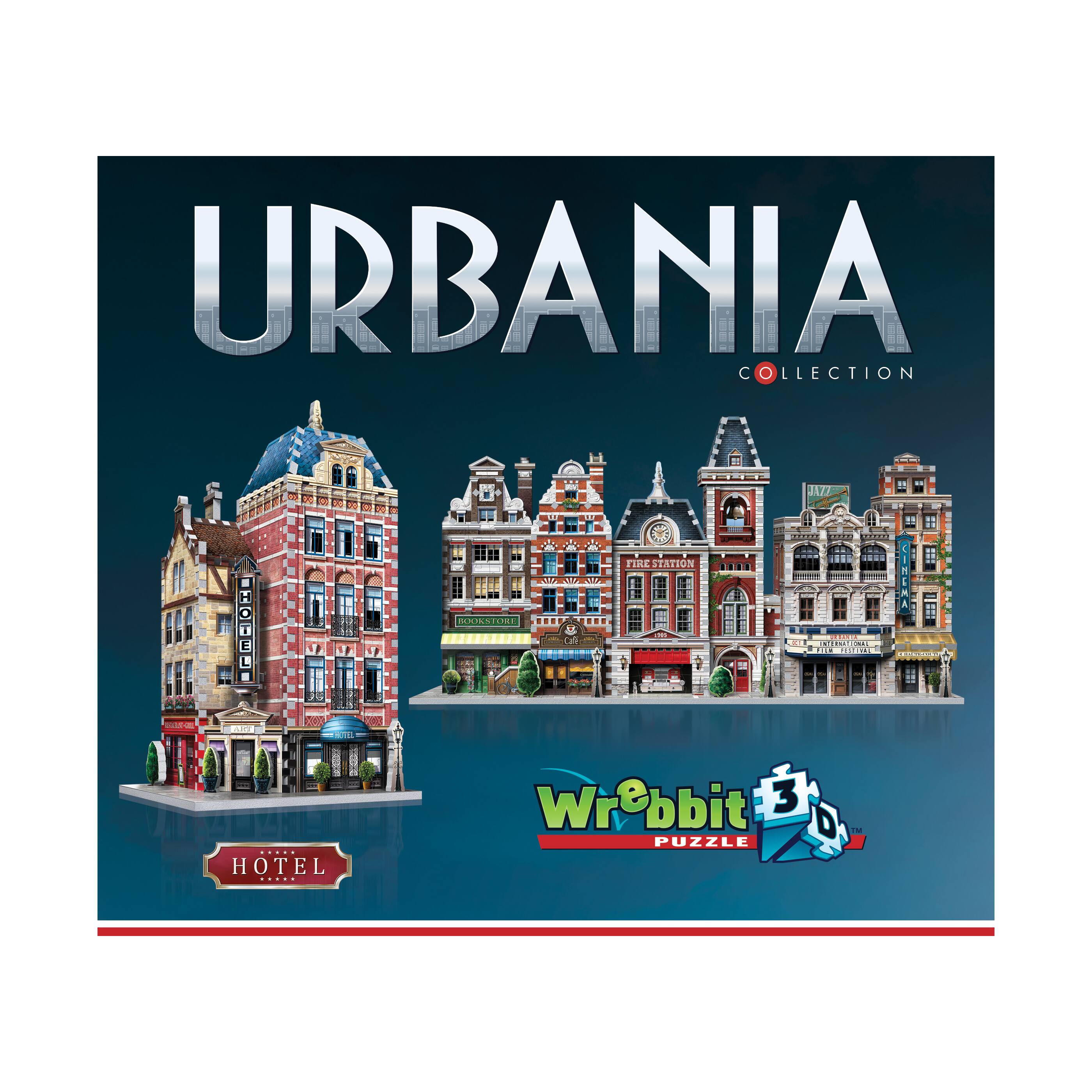 Urbania Collection - 4 3D Puzzles: Hotel, Cinema, Cafe, and Fire Station: 1165 Pcs