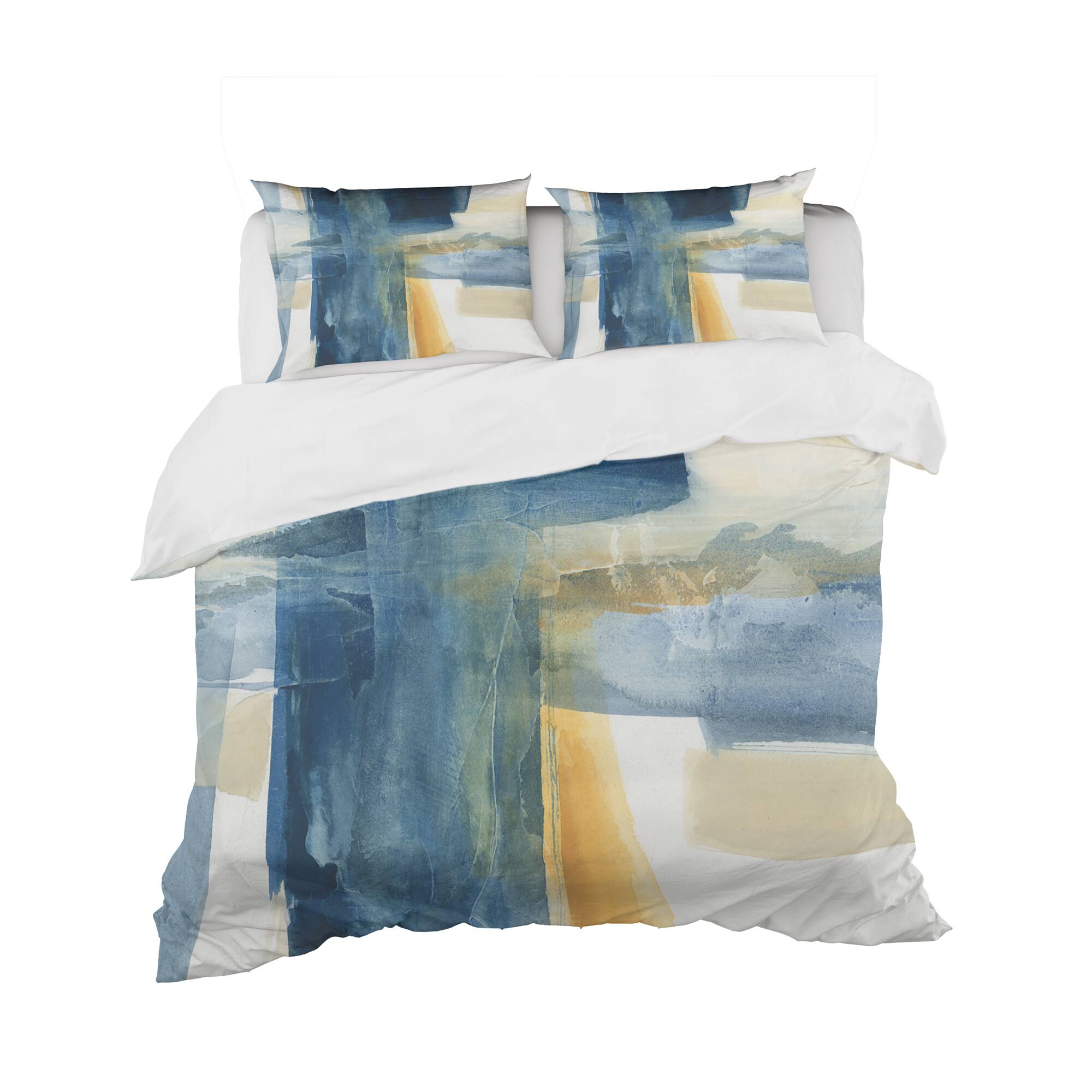 Designart &#x27;Indigo Panel VI&#x27; Geometric Bedding Set - Duvet Cover &#x26; Shams