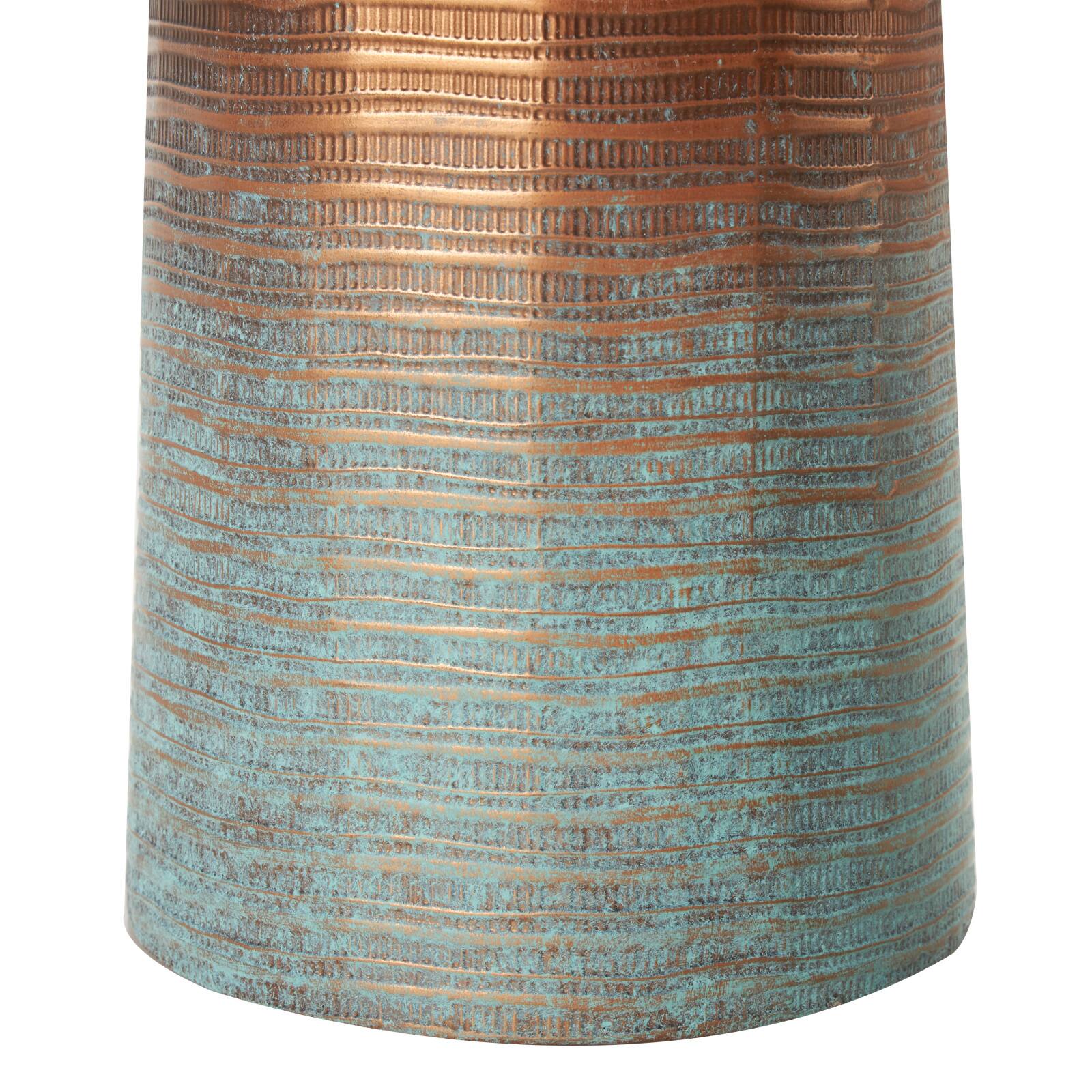Distressed Ombre Copper Ribbed Vase Set