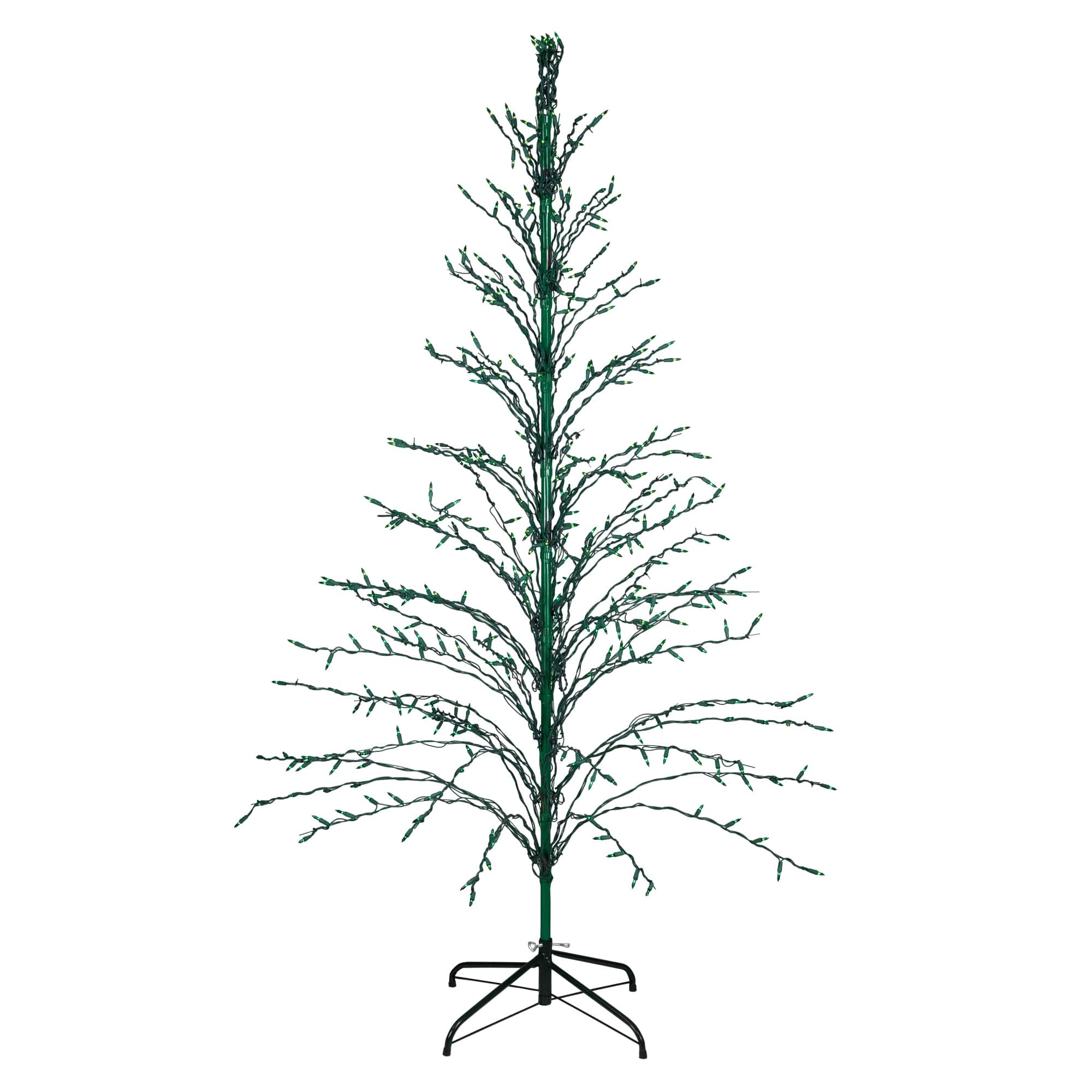 6ft. Pre-Lit Green Cascade Twig Artificial Christmas Tree, Green Lights