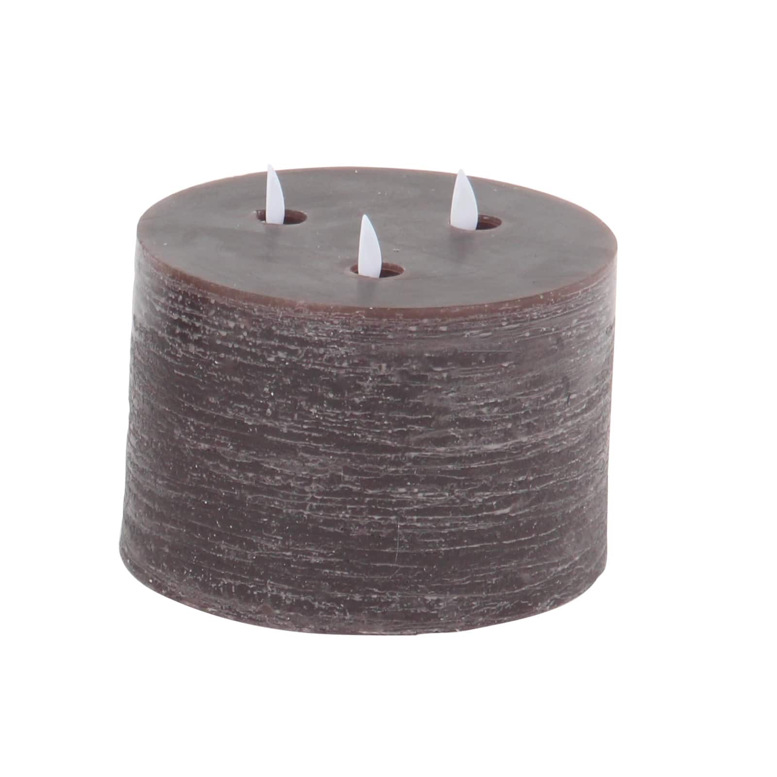 Brown Traditional Wax Flameless Pillar Candle Set