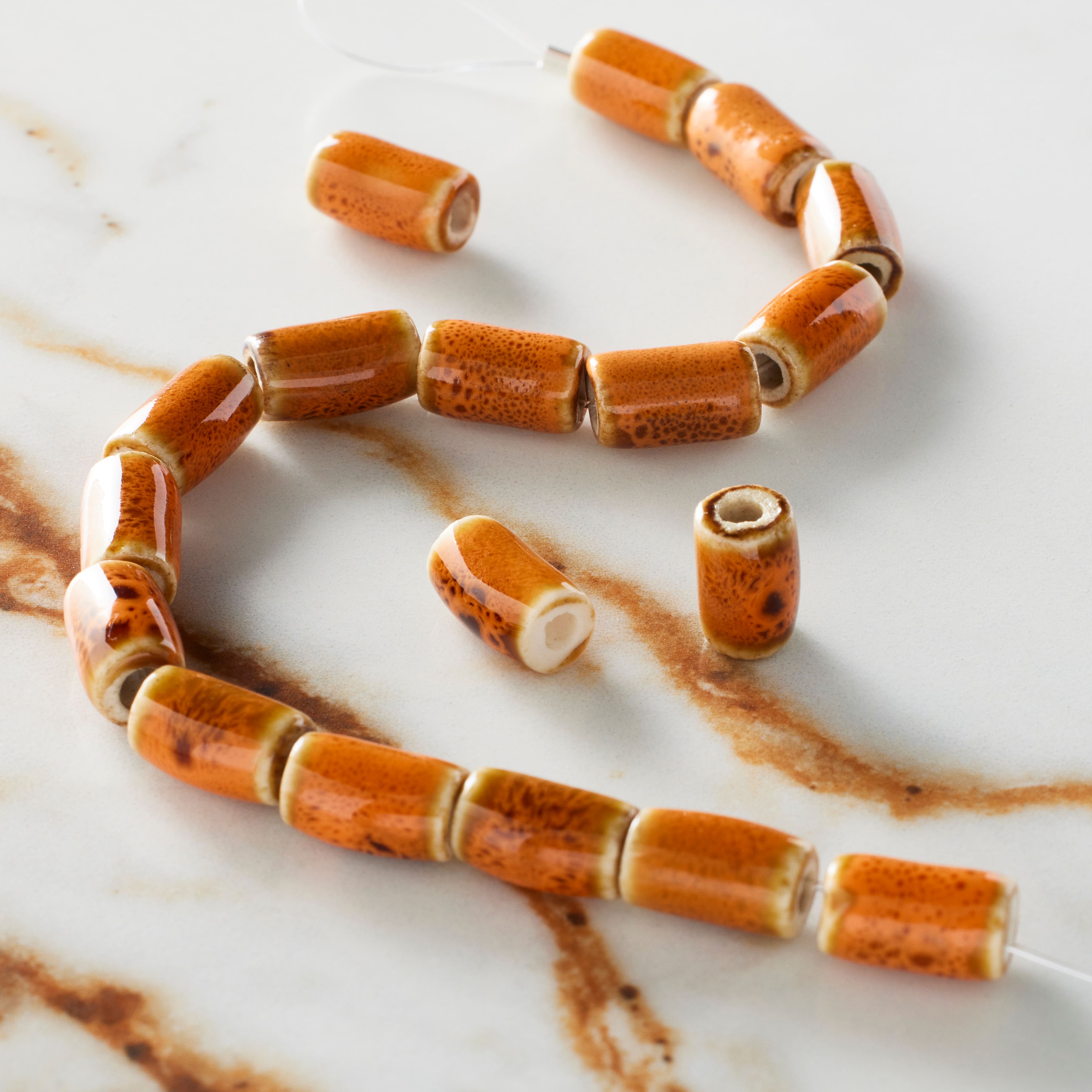 Orange Ceramic Tube Beads, 10mm by Bead Landing&#x2122;