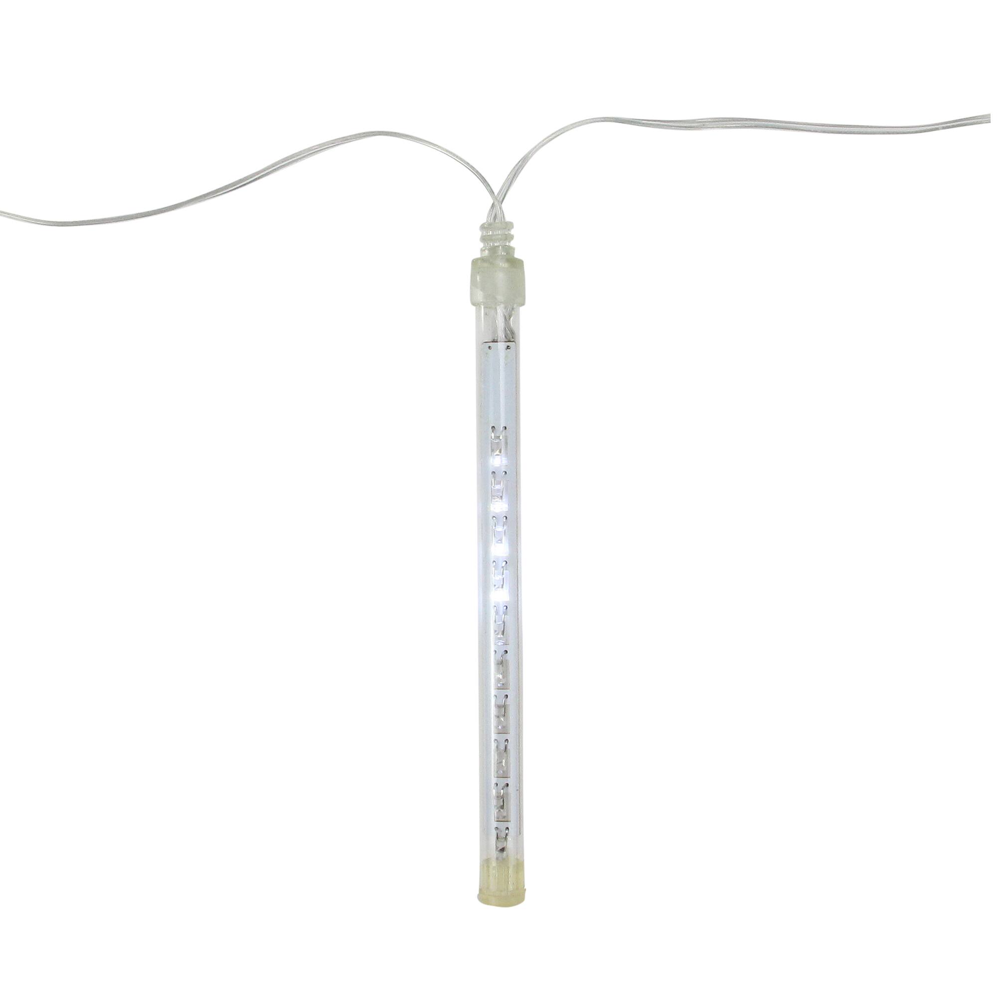 10ct. White Transparent Dripping Icicle Snowfall Christmas Light Tubes with Clear  Wire