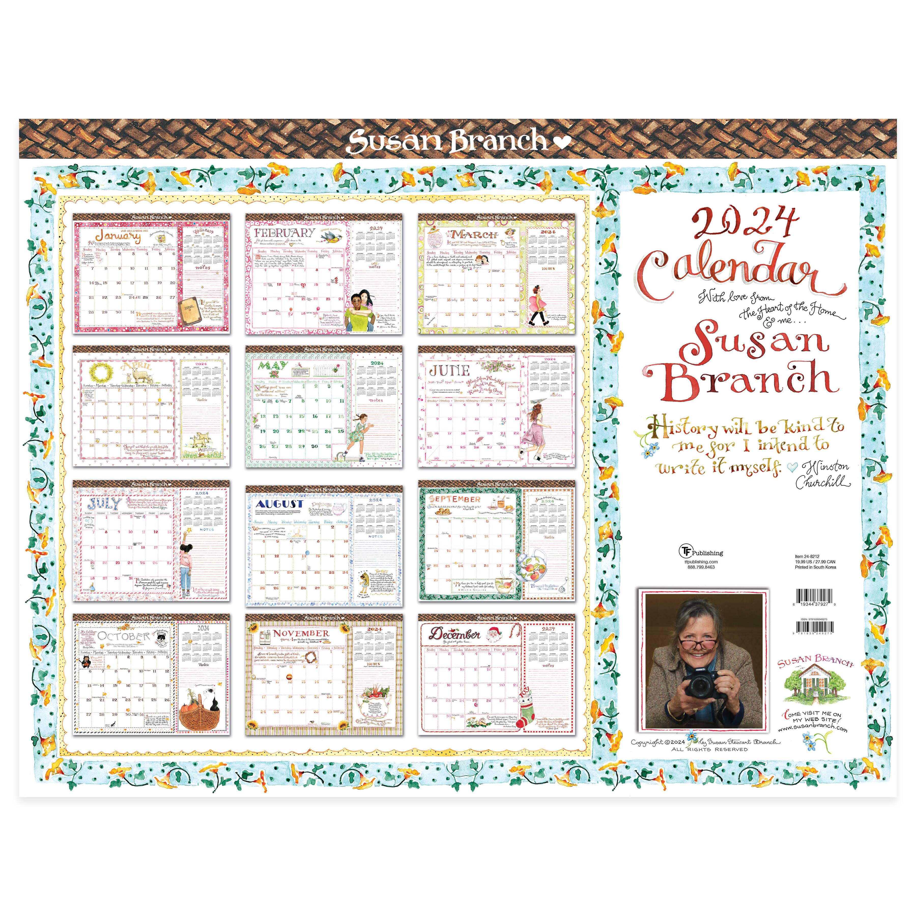 TF Publishing 2024 Susan Branch Large Desk Pad Monthly Blotter Calendar
