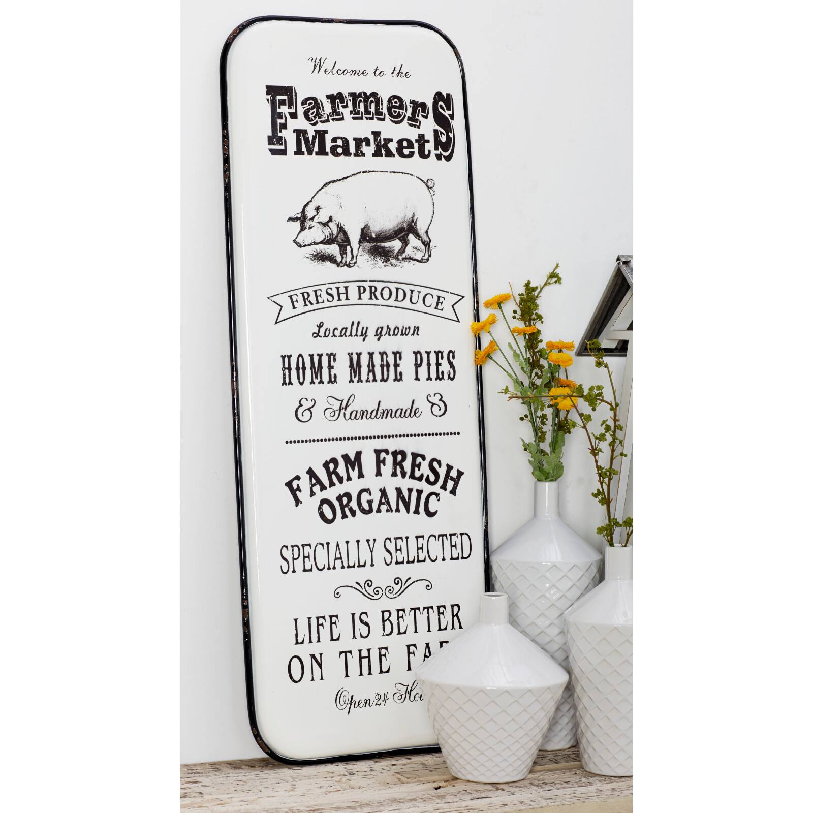 Black &#x26; White Metal Farmhouse Sign Wall Decor