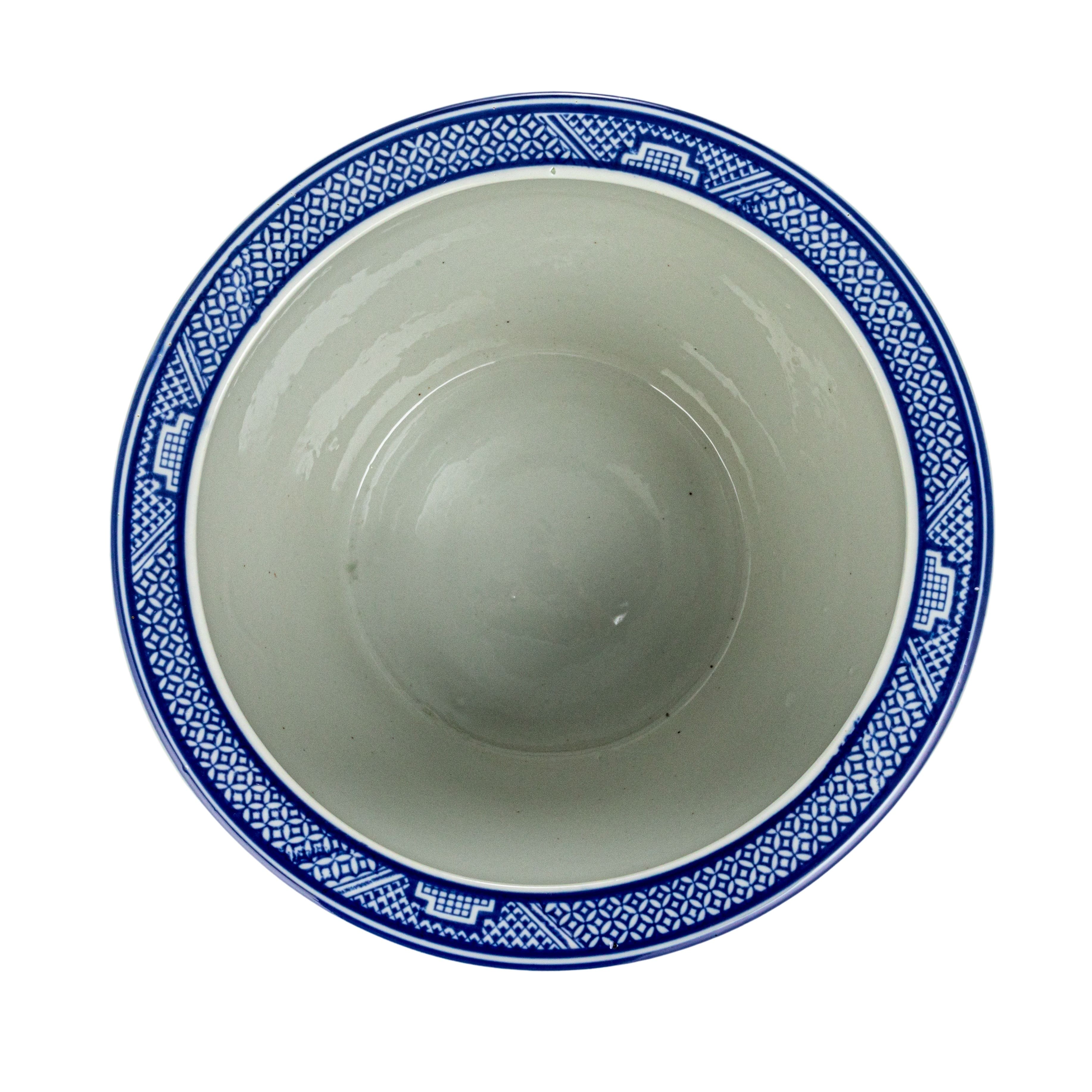 Hello Honey® 12.25" Blue & White Hand-Painted Stoneware Planter