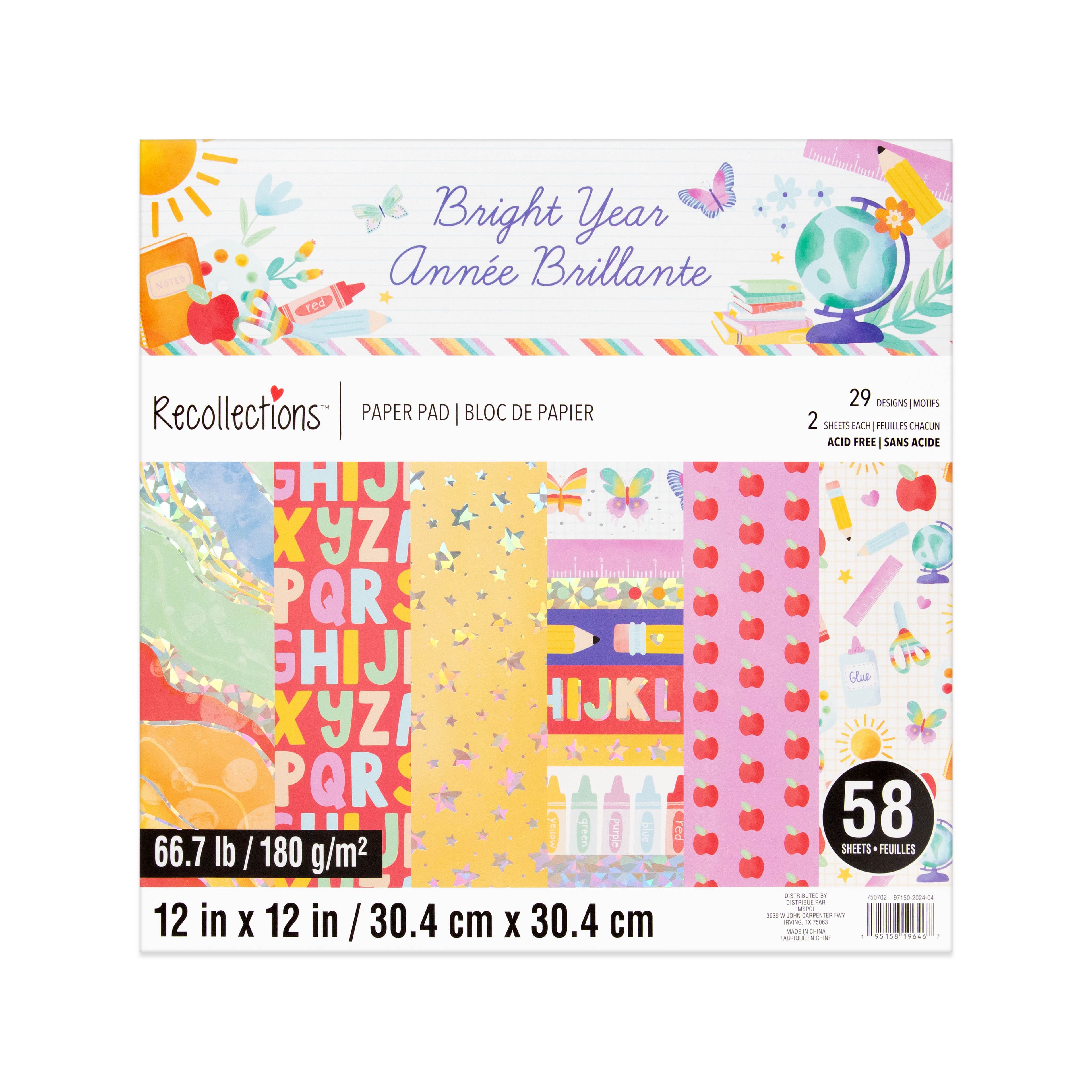 12" x 12" Bright Year Paper Pad by Recollections™, 58 Sheets
