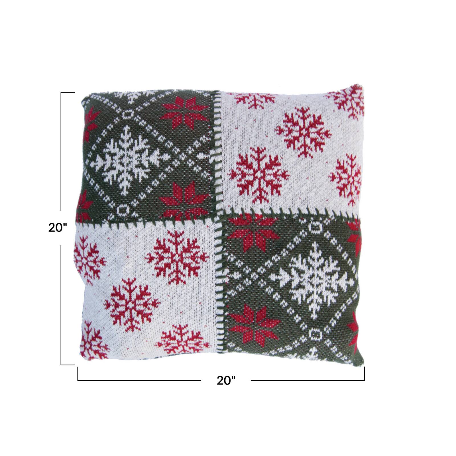 Hello Honey® 20" x 20" Square Cotton Knit Pillow with Snowflake Patterns