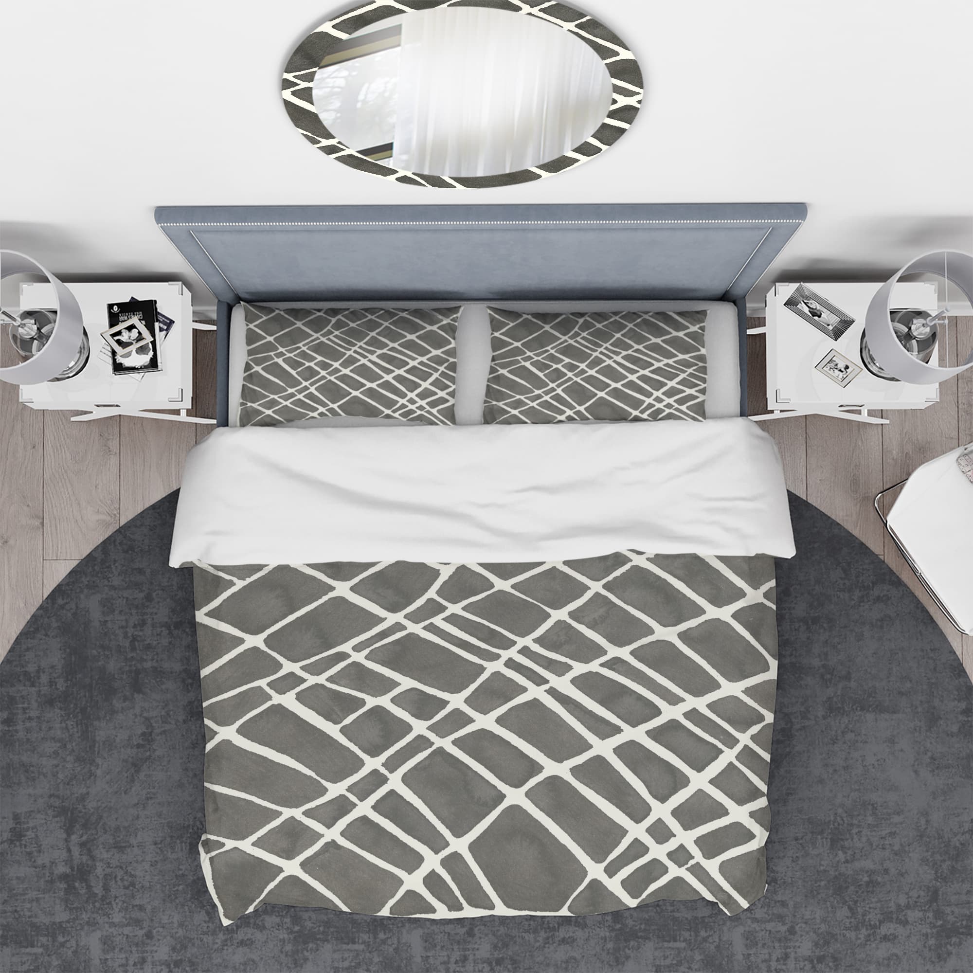 Designart &#x27;Minimalist Graphics V&#x27; Geometric Bedding Set - Duvet Cover &#x26; Shams
