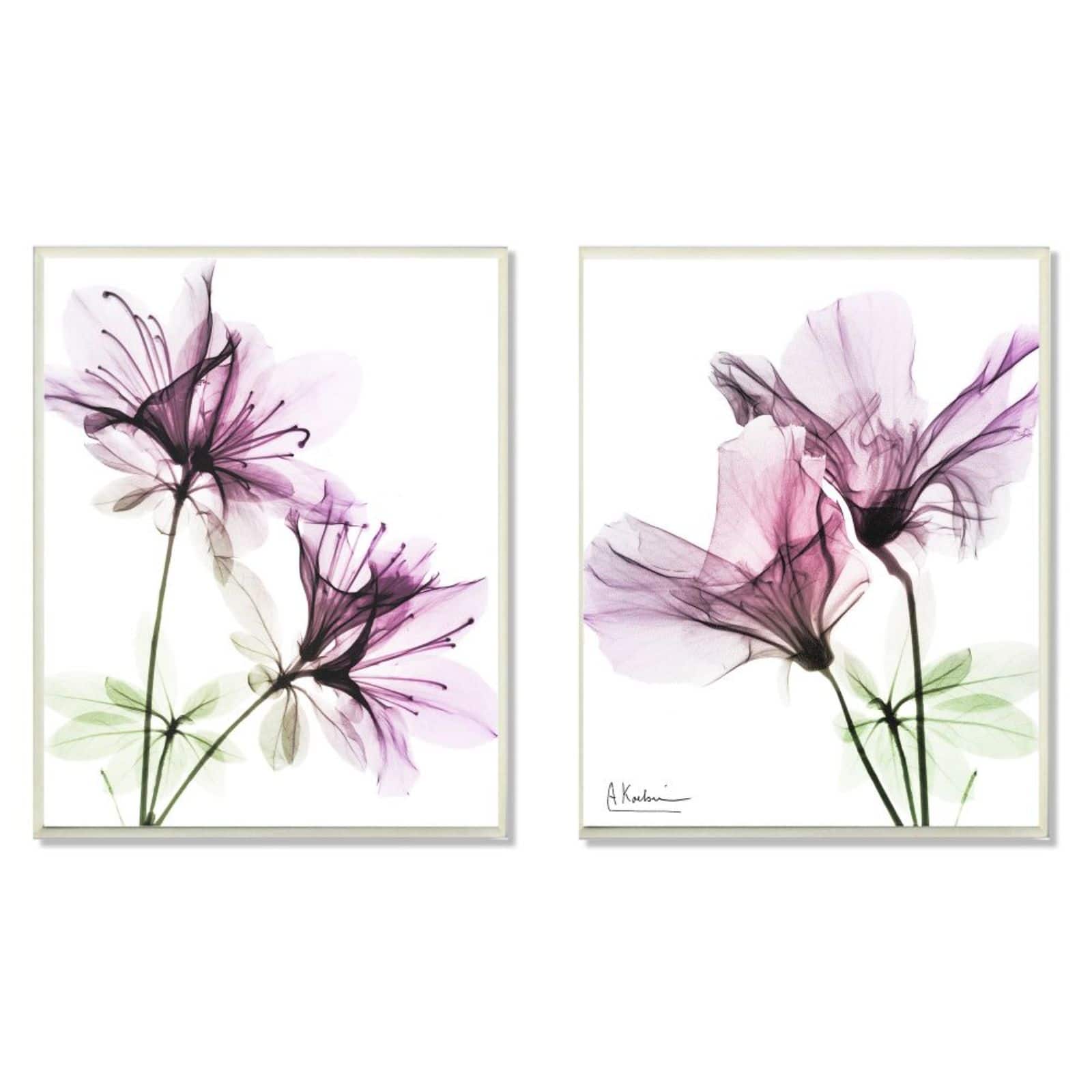 Stupell Industries Purple Flower Bloom Wall Plaque Set